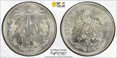 1913-M 50C KM-445  Ag MS64
