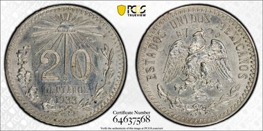 1933-M 20C KM-438 Ag MS63