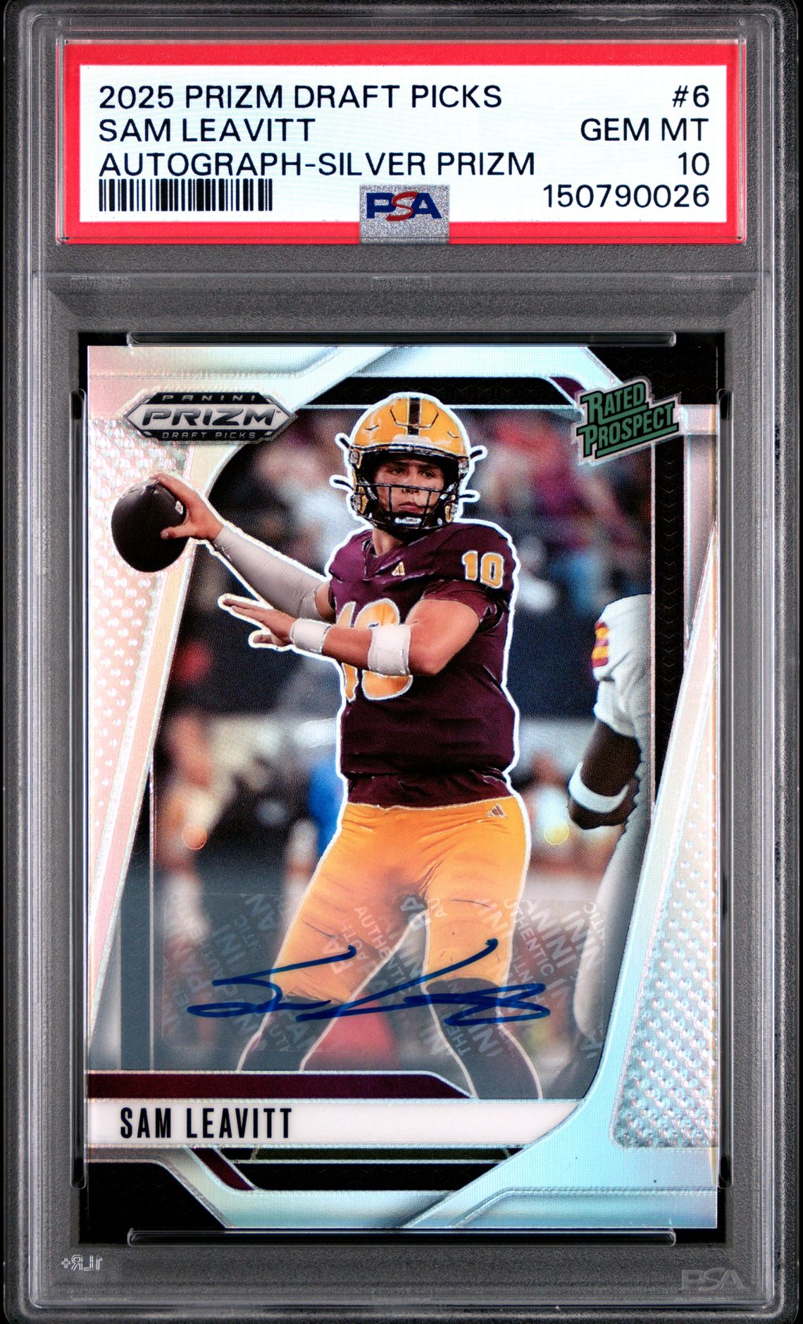 2025 Panini PANINI PRIZM DRAFT PICKS AUTOGRAPH-SILVER PRIZM #6 Sam Leavitt front