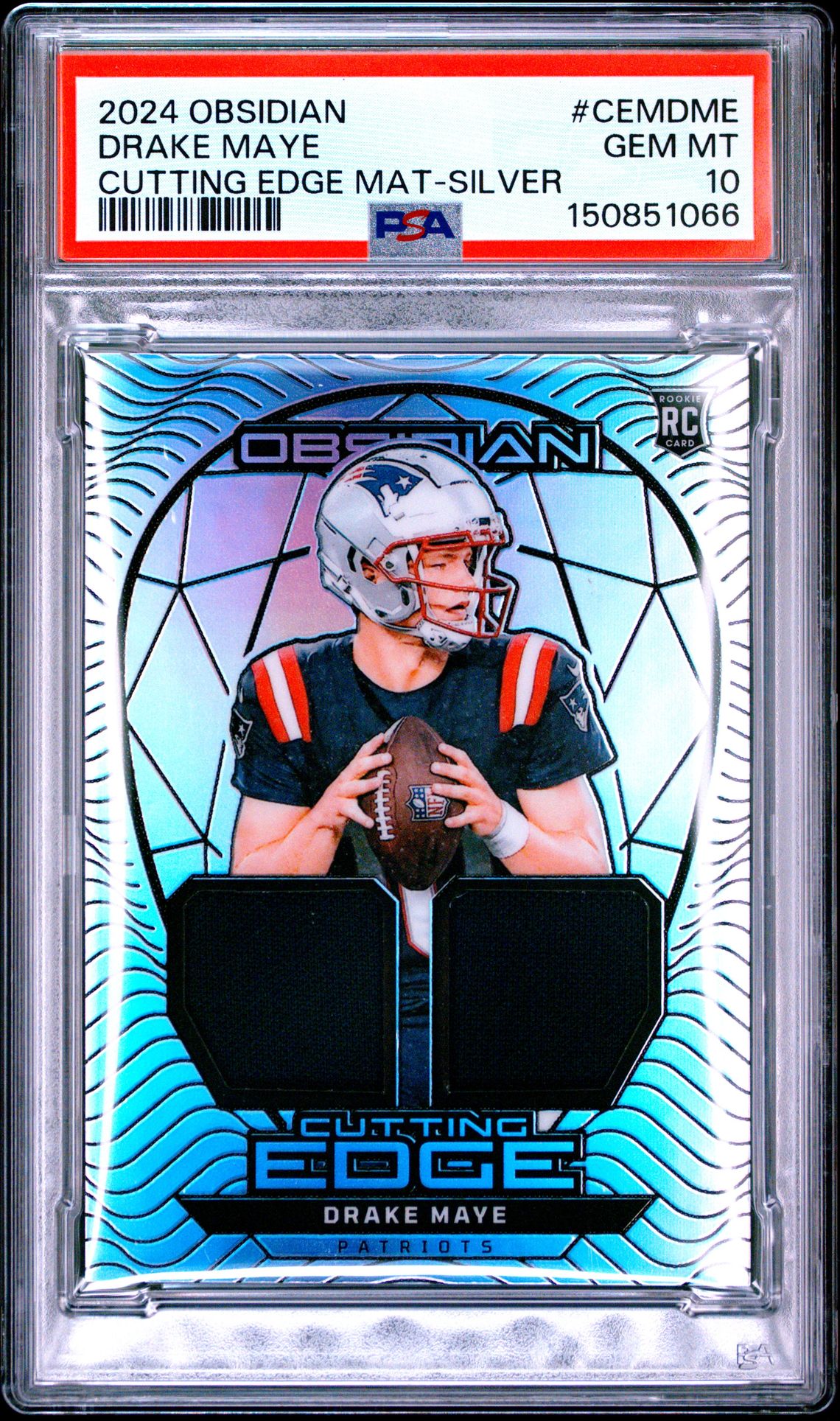 2024 Panini PANINI OBSIDIAN CUTTING EDGE MATERIALS SILVER #CEMDME Drake Maye front