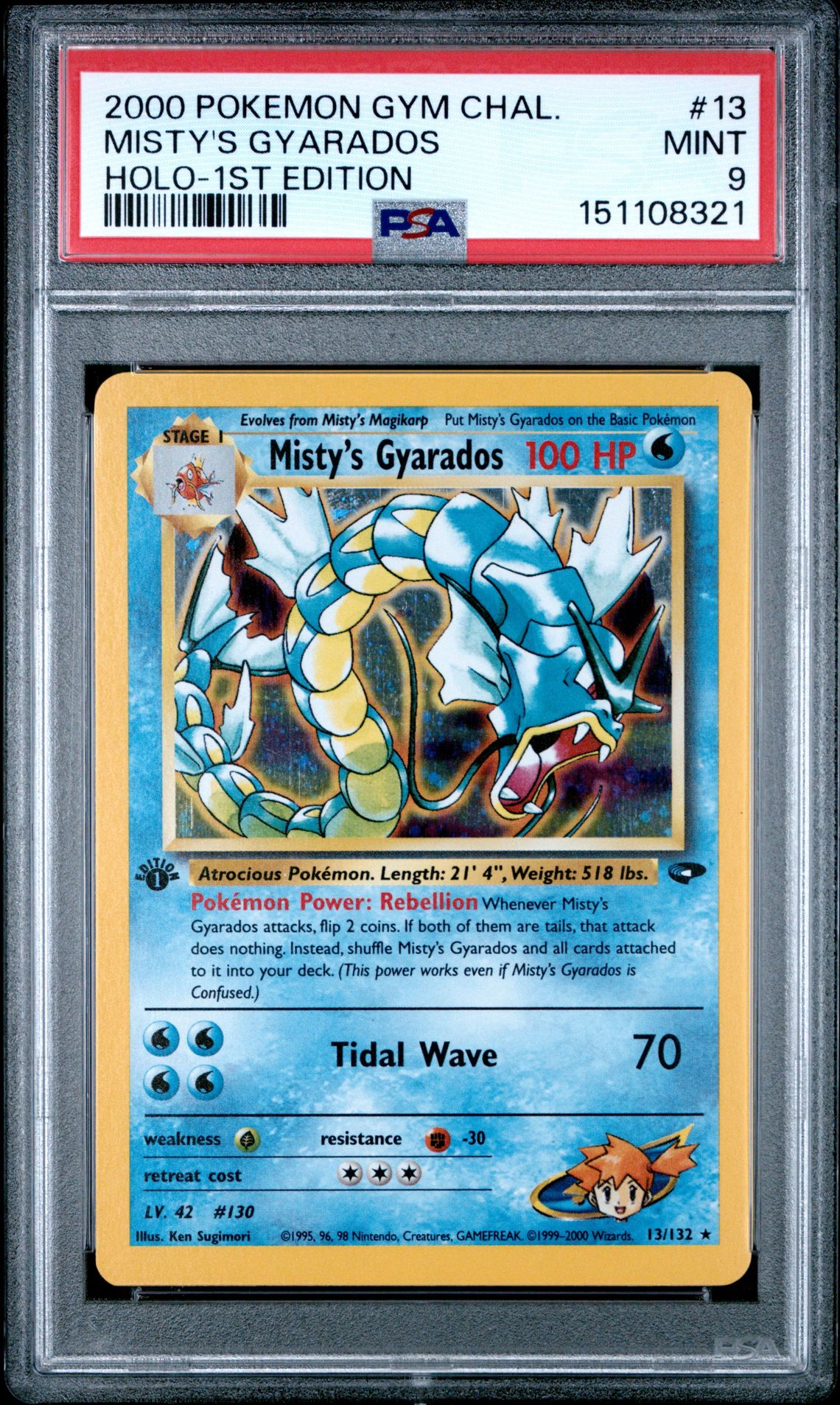 2000 Pokemon POKEMON GYM CHALLENGE HOLO-1ST EDITION #13 Misty's Gyarados front
