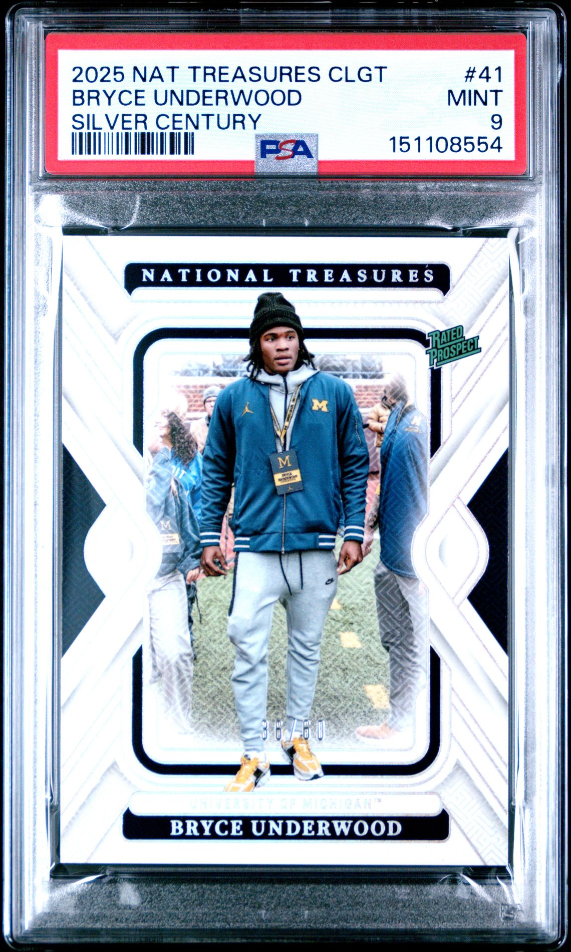 2025 Panini PANINI NATIONAL TREASURES COLLEGIATE SILVER CENTURY #41 Bryce Underwood front