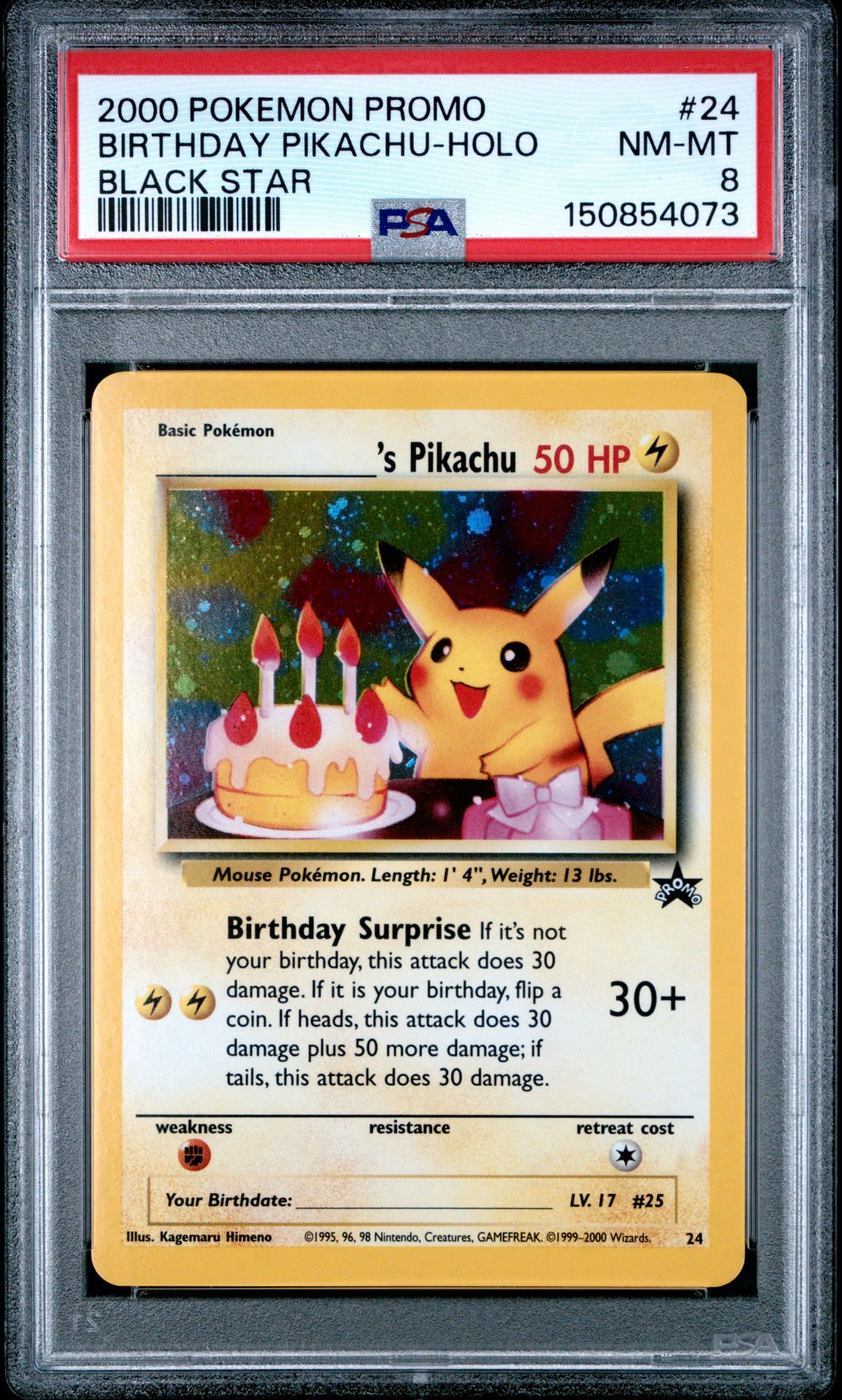 2000 Pokemon POKEMON PROMO BLACK STAR #24 Birthday Pikachu-Holo front
