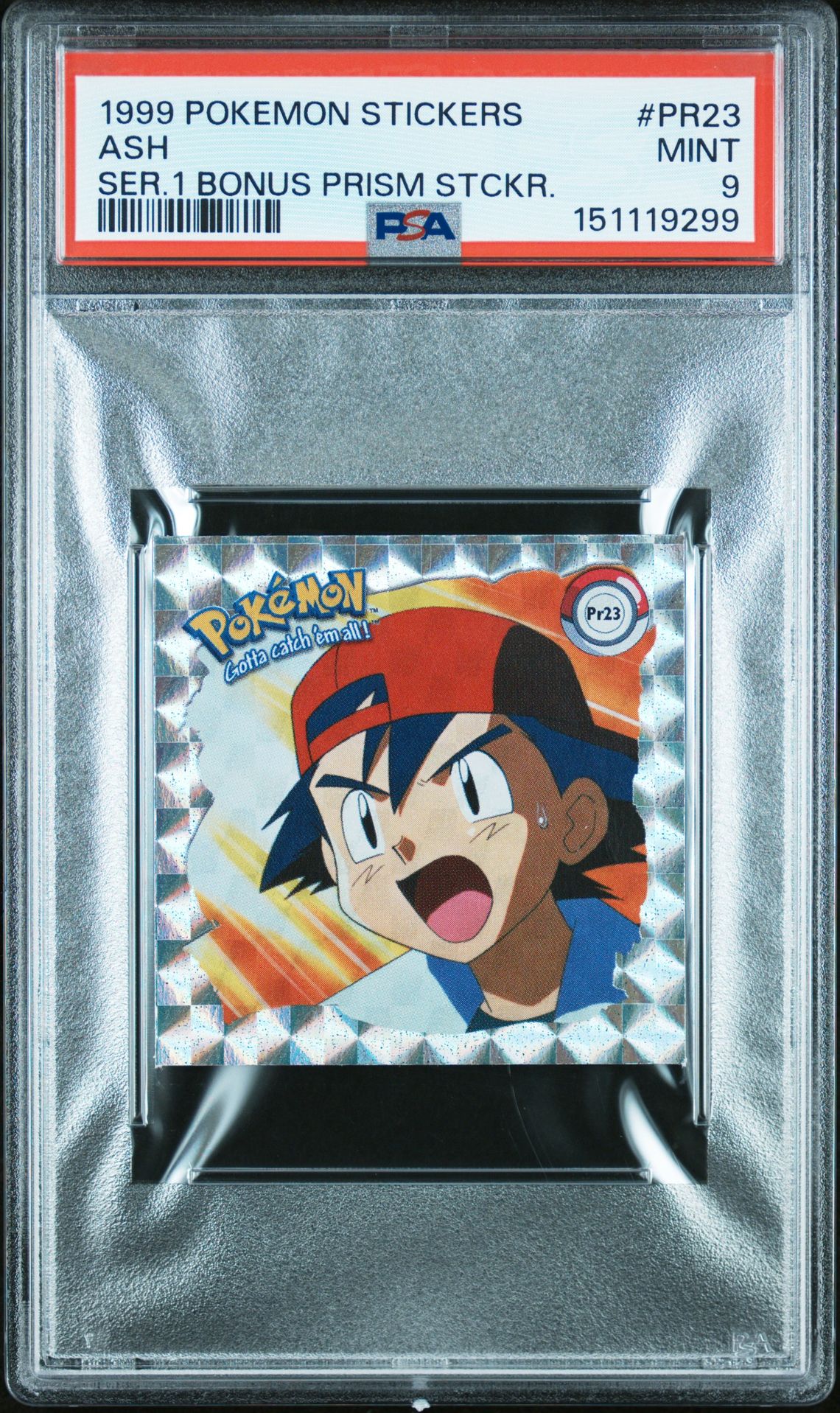 1999 Pokemon POKEMON STICKERS SERIES 1 BONUS PRISM STICKERS SER.1 BONUS PRISM STCKR. #PR23 Ash front