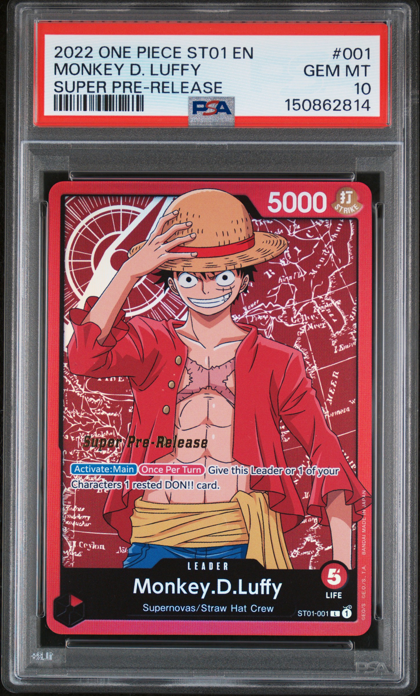2022 #001 Monkey D. Luffy PSA 10 Starter Deck ST01-Straw Hat Crew One Piece