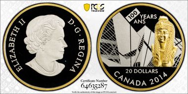 2014 $20 Royal Ontario Museum Partial Gilt PR68DCAM