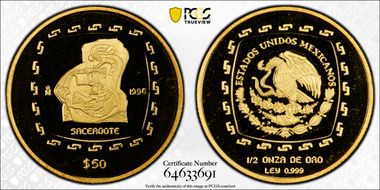 1996-Mo 50 Peso Sacerdote PR69DCAM