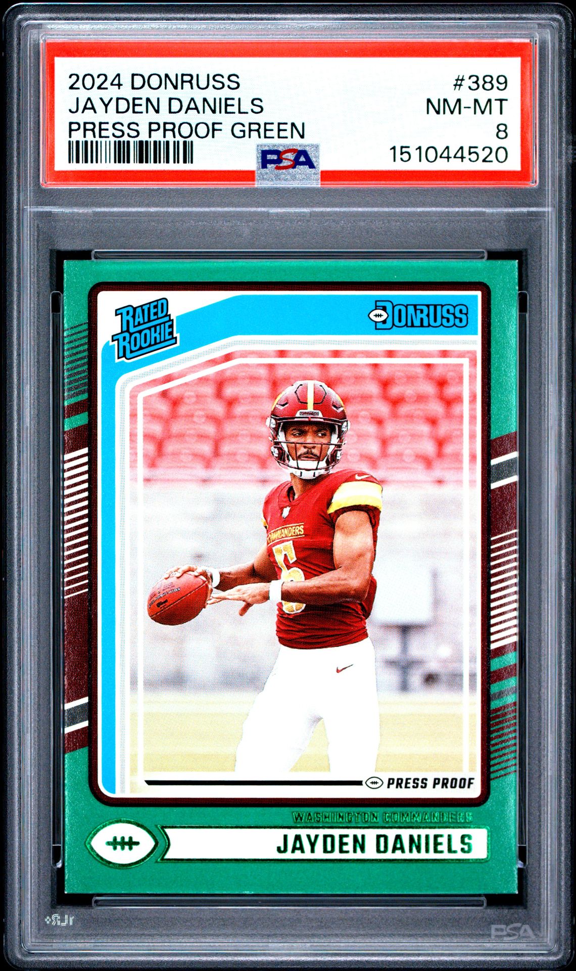 2024 Panini Donruss Jayden Daniels #389 (Press Proof Green) Nm-Mt 8 front