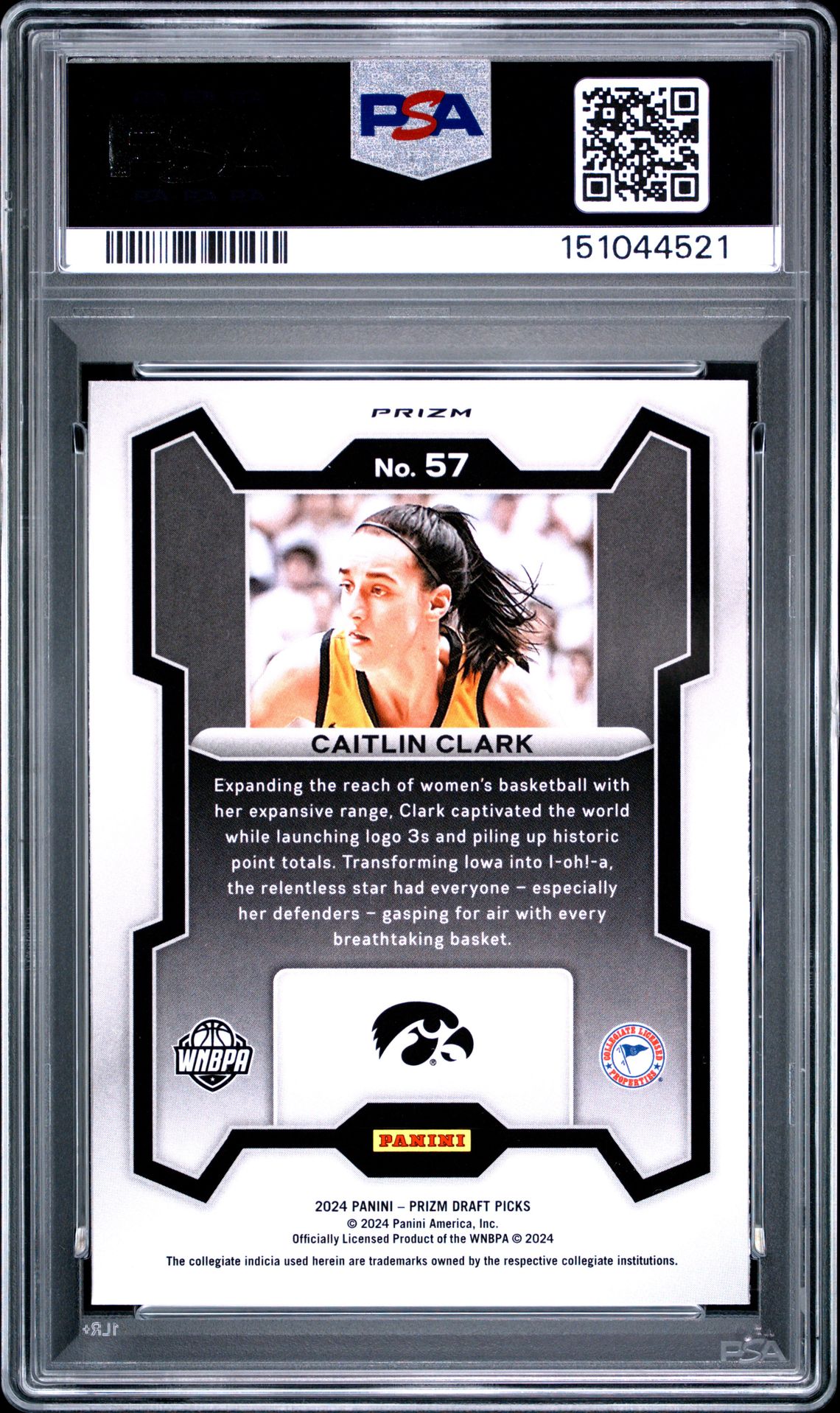 2024 Panini Prizm Draft Picks Caitlin Clark #57 (Red Ice) Mint 9 back