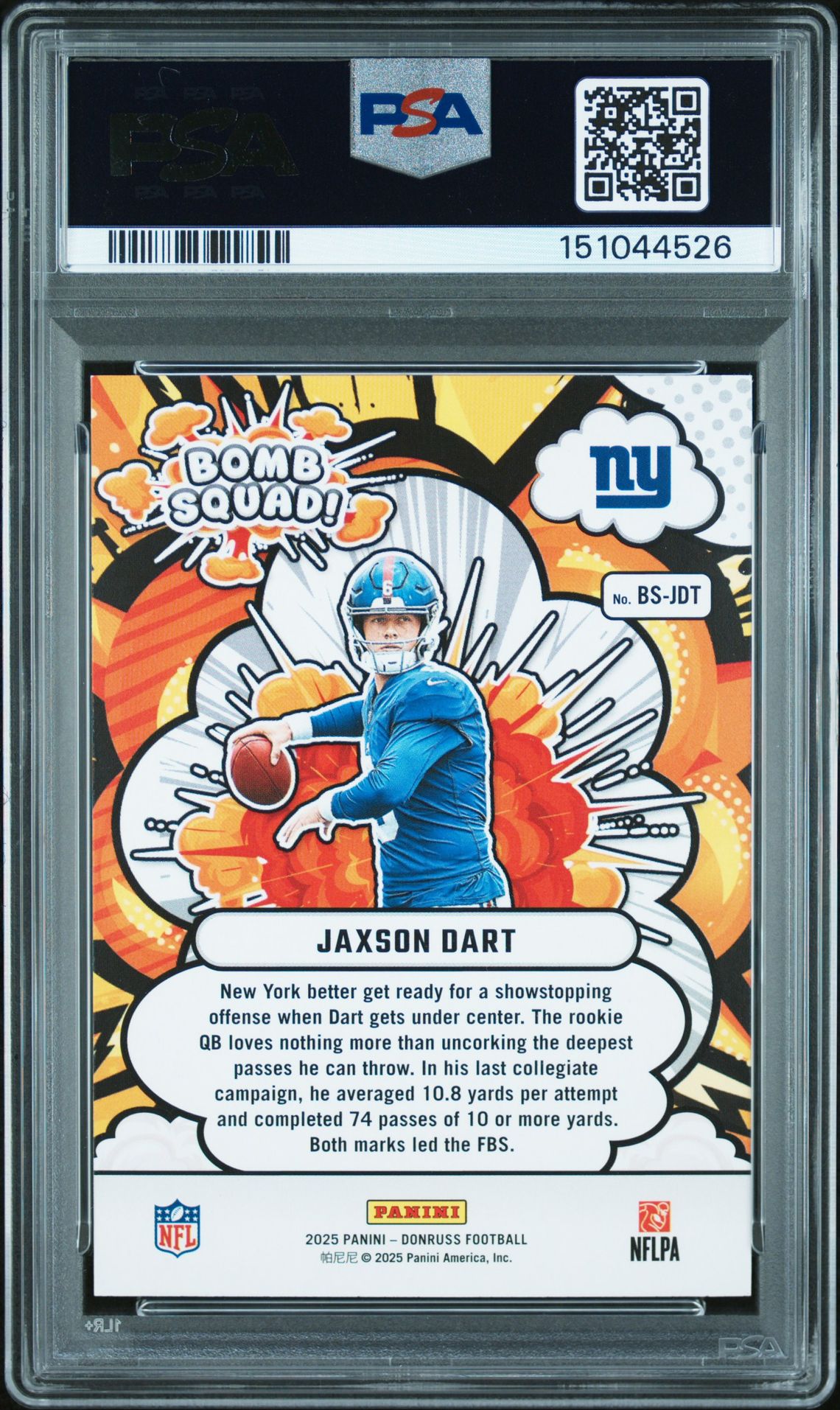 2025 Panini Donruss Bomb Squad Jaxson Dart #Bs-Jdt Mint 9 back