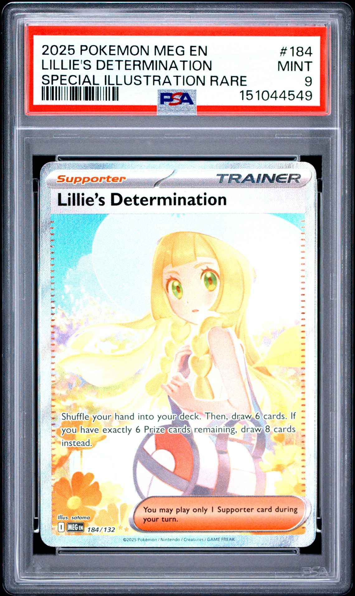 2025 Pokemon Meg En-Mega Evolution Lillie's Determination #184 (Special Illustration Rare) Mint 9 front