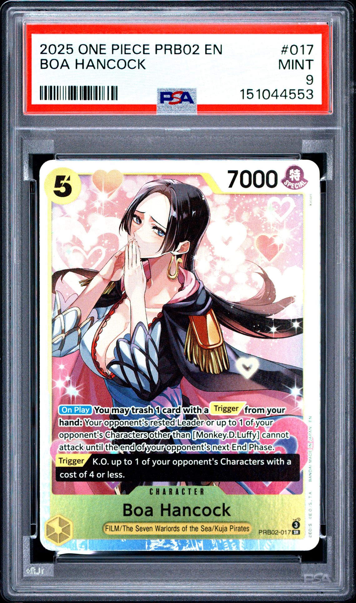 2025 One Piece Prb02-Premium Booster -One Piece Card The Best- Vol.2 Boa Hancock #017 Mint 9 front