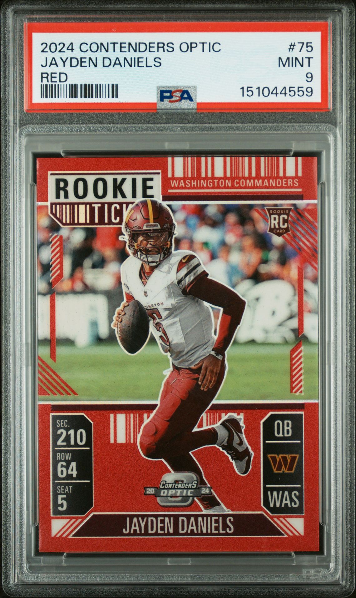 2024 Panini Contenders Optic Jayden Daniels #75 (Red) Mint 9 front