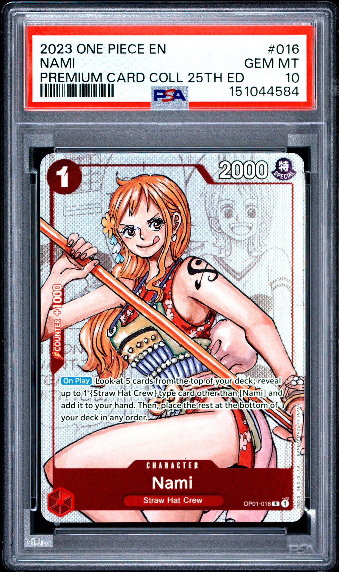 2023 One Piece Premium Card Collection 25Th Edition Nami #016 Gem Mt 10 front