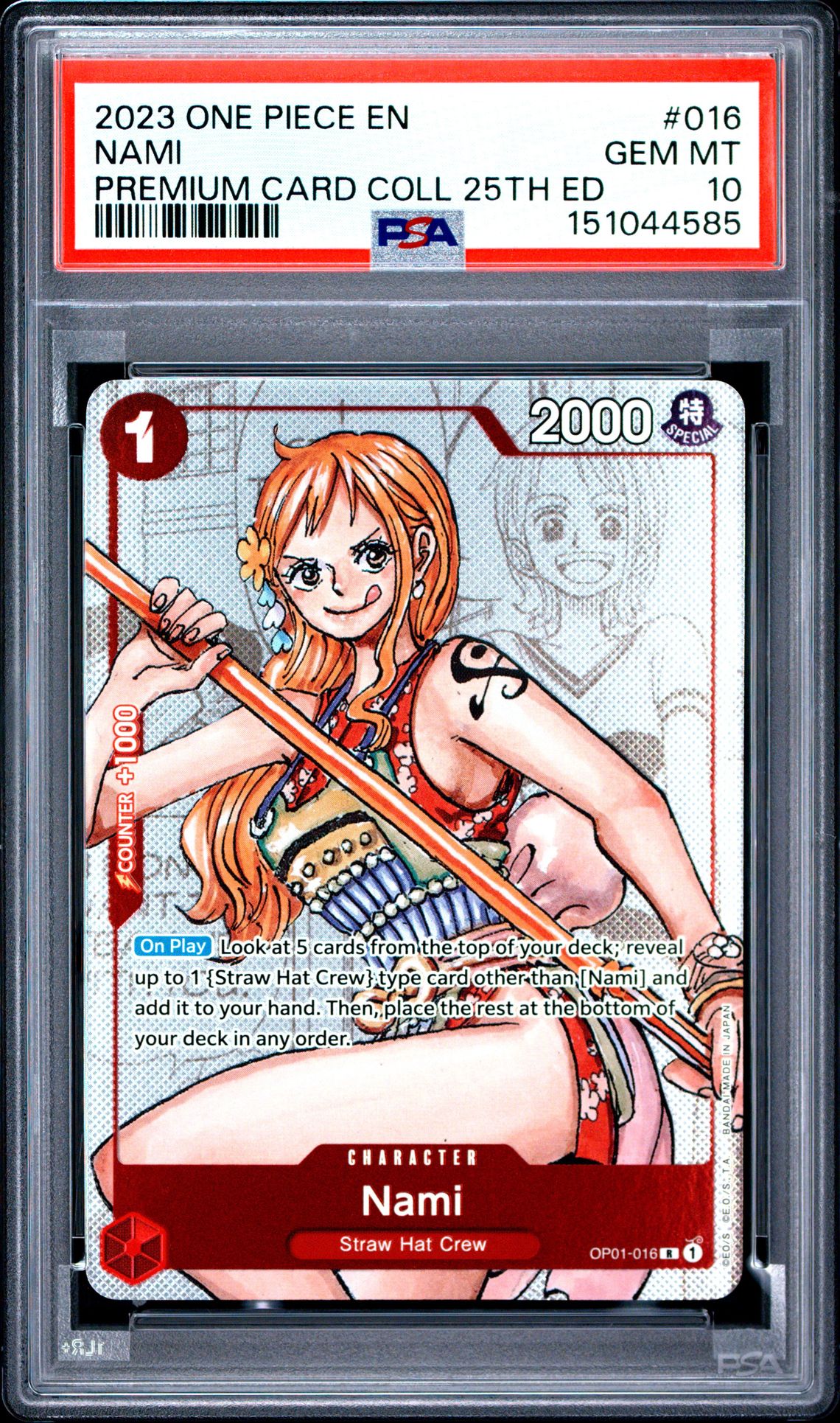 2023 One Piece Premium Card Collection 25Th Edition Nami #016 Gem Mt 10 front