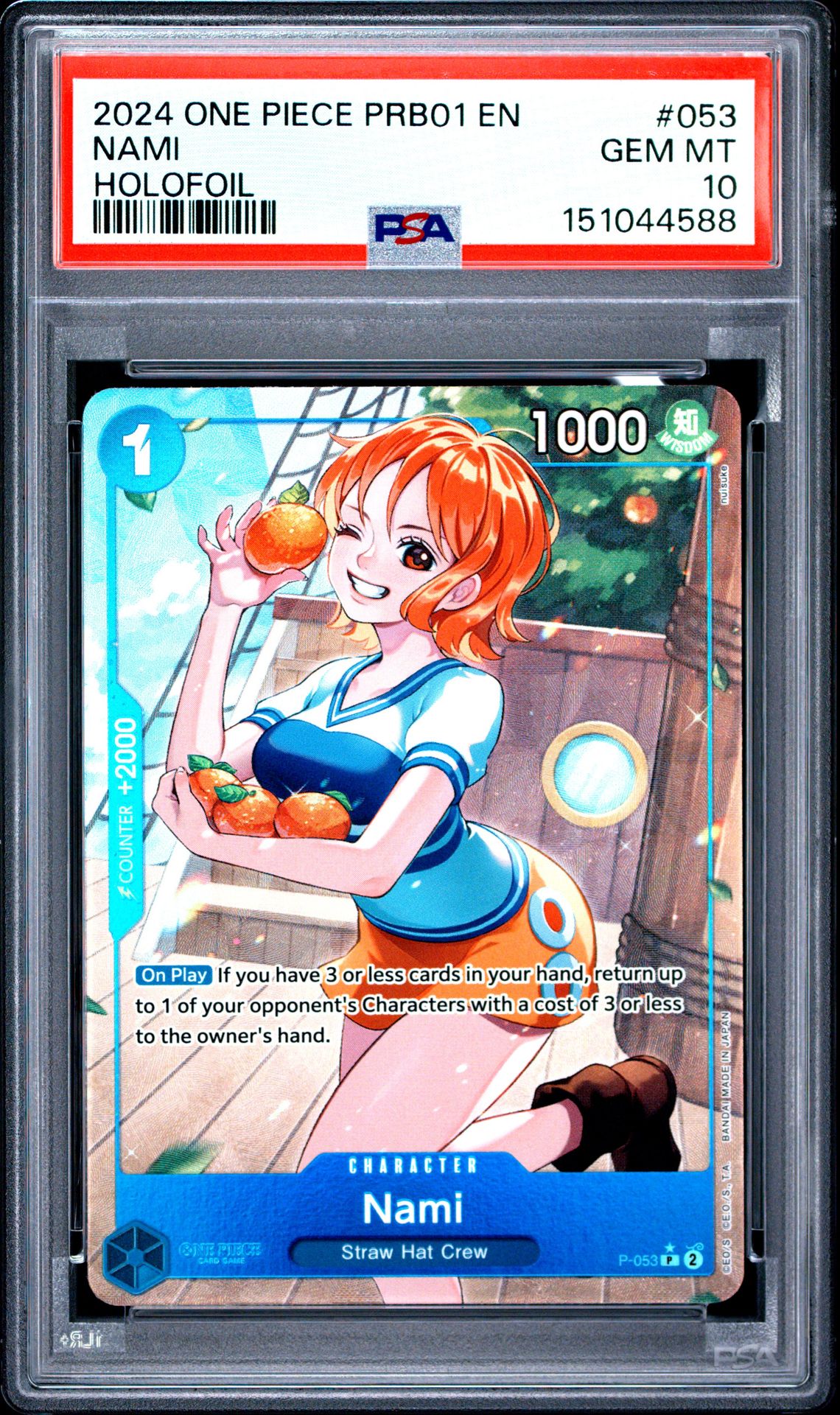 2024 One Piece Prb01-Premium Booster -One Piece Card The Best- Nami #053 (Holofoil) Gem Mt 10 front