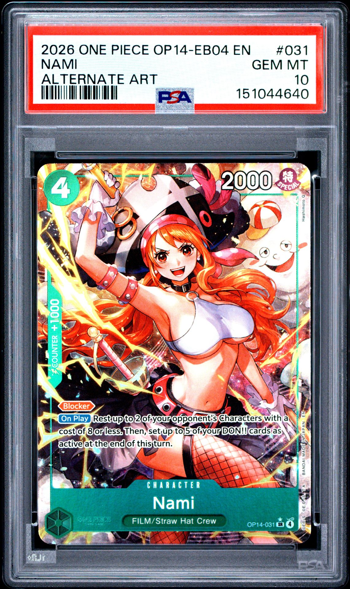 2026 One Piece Op14-Eb04-The Azure Sea's Seven Nami #031 (Alternate Art) Gem Mt 10 front