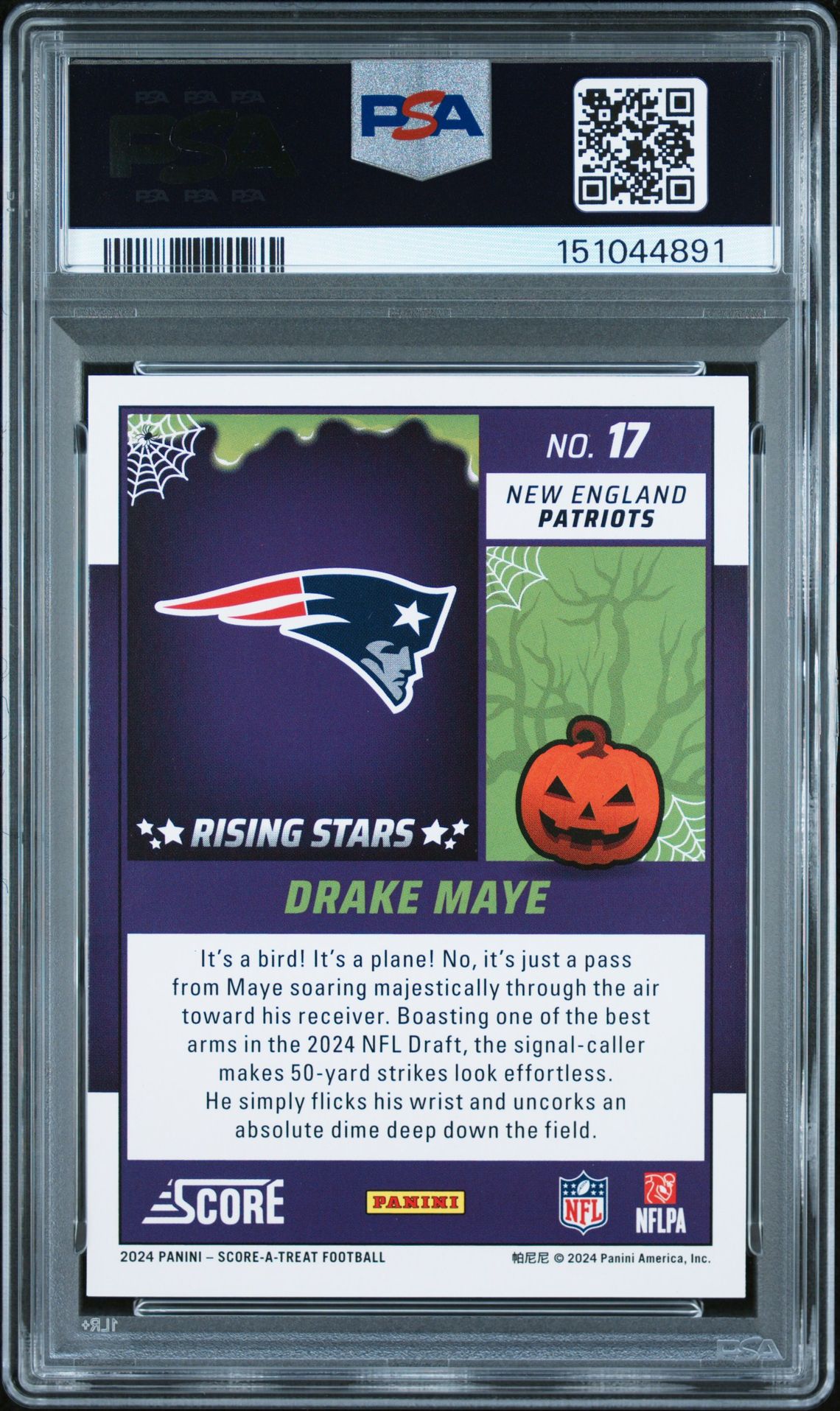 2024 Panini Score-A-Treat Rising Stars Drake Maye #17 (Rising Stars-Bats) Gem Mt 10 back