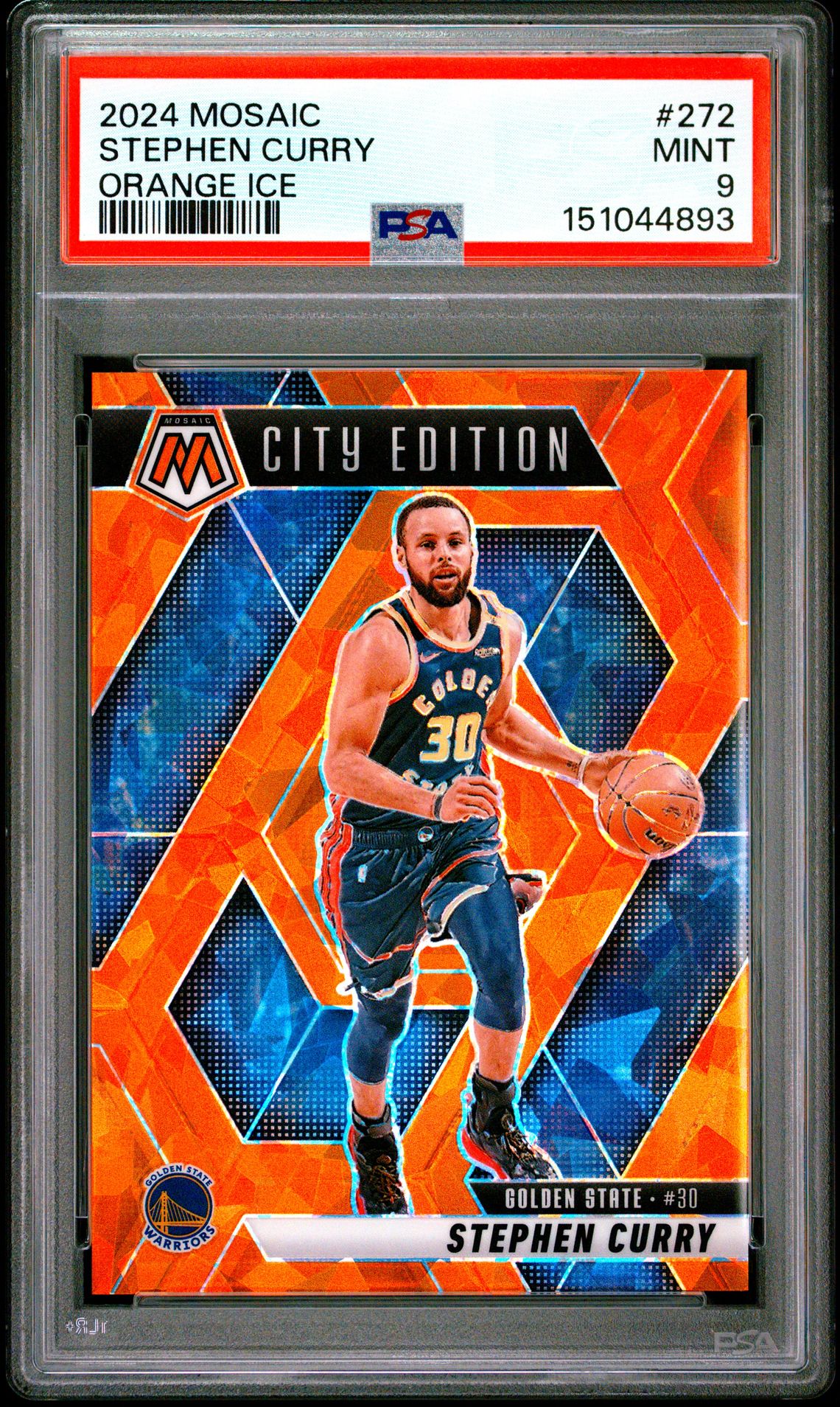 2024 Panini Mosaic Stephen Curry #272 (Orange Ice) Mint 9 front