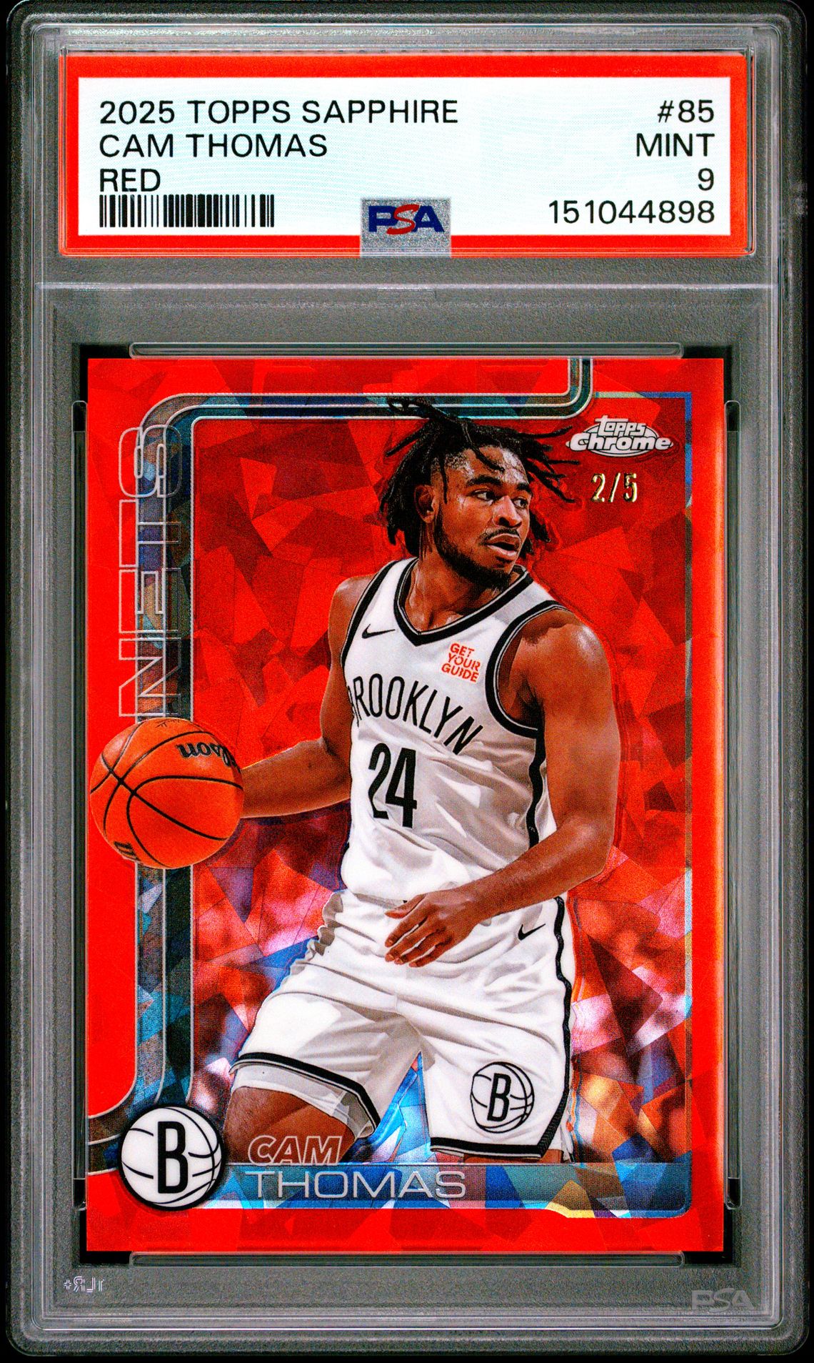 2025 Topps Chrome Sapphire Edition Cam Thomas #85 (Red) Mint 9 front
