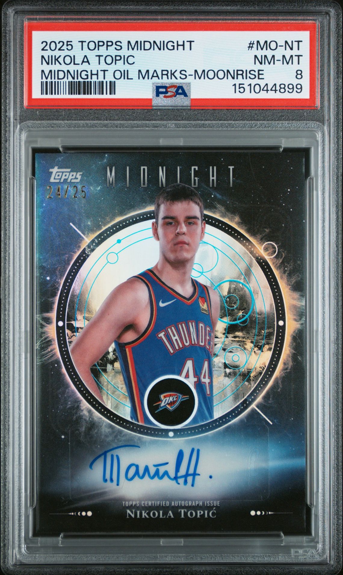 2025 Topps Midnight Midnight Oil Marks Nikola Topic #Mo-Nt (Midnight Oil Marks-Moonrise) Nm-Mt 8 front