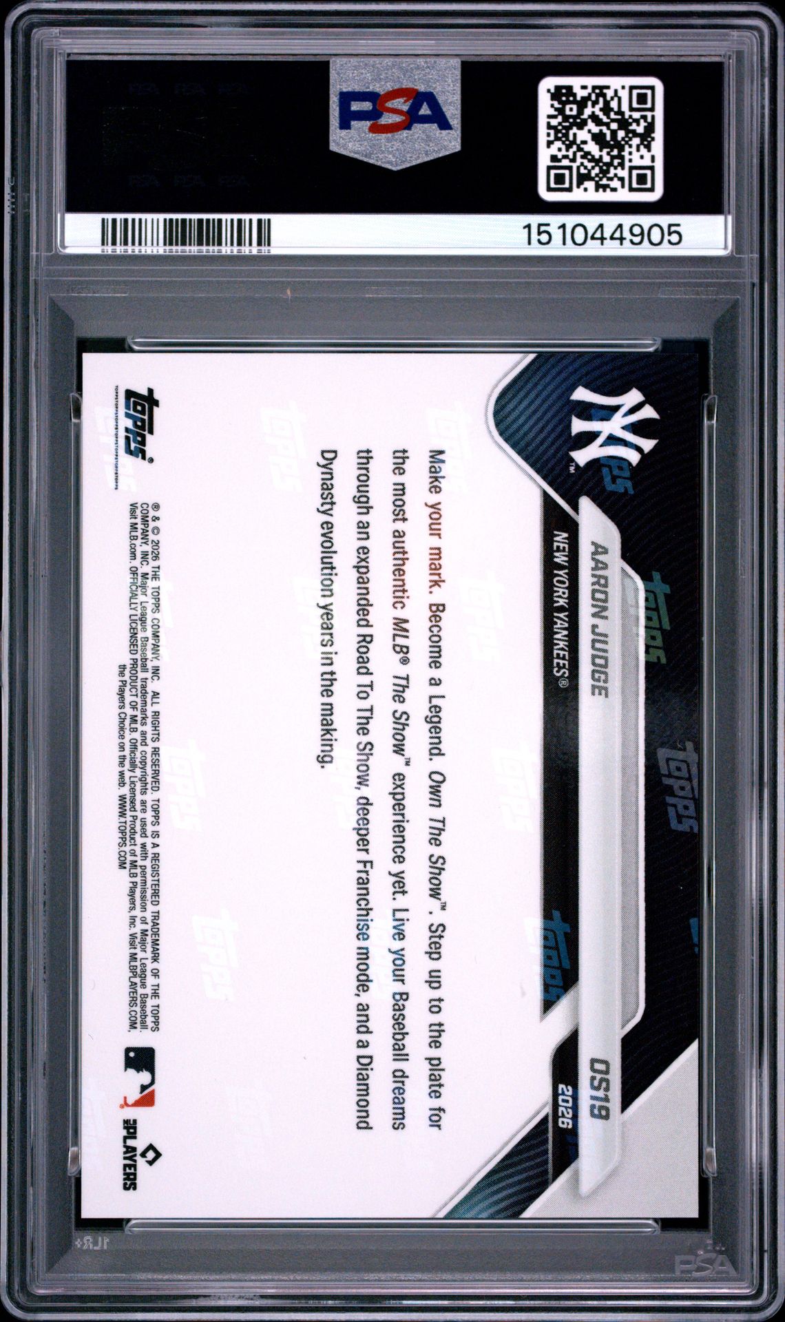 2026 Topps Now Offseason Aaron Judge #Os19 Gem Mt 10 back