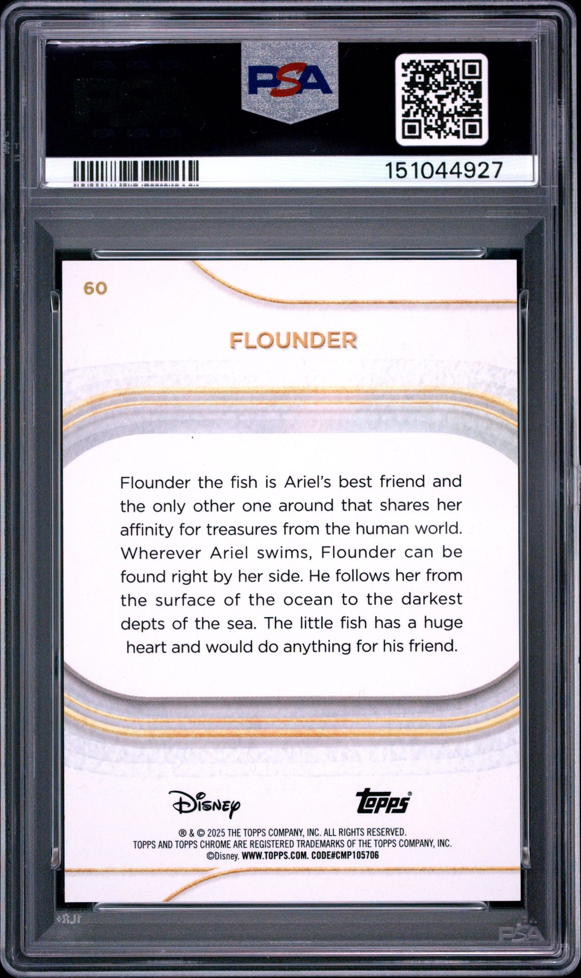 2025 Topps Chrome Disney Flounder #60 (Gold Wave) Mint 9 back