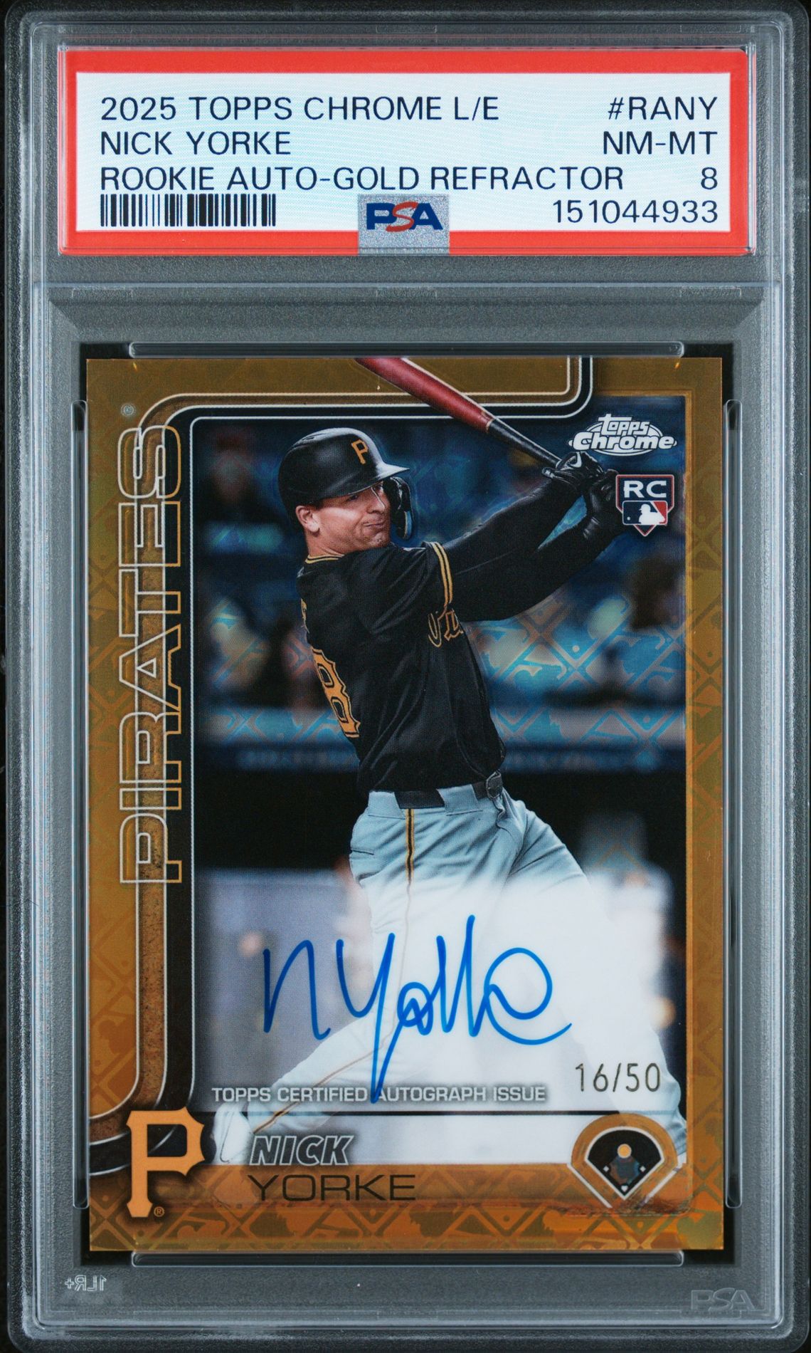 2025 Topps Chrome Logofractor Edition Rookie Autographs Nick Yorke #Rany (Rookie Auto-Gold Refractor) Nm-Mt 8 front