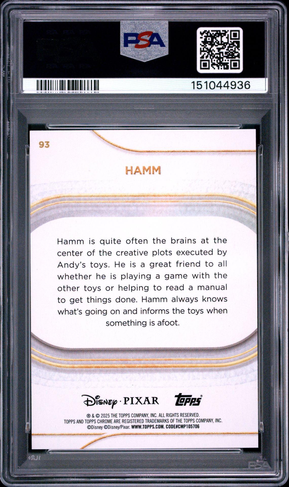 2025 Topps Chrome Disney Hamm #93 (White Refractor) Mint 9 back