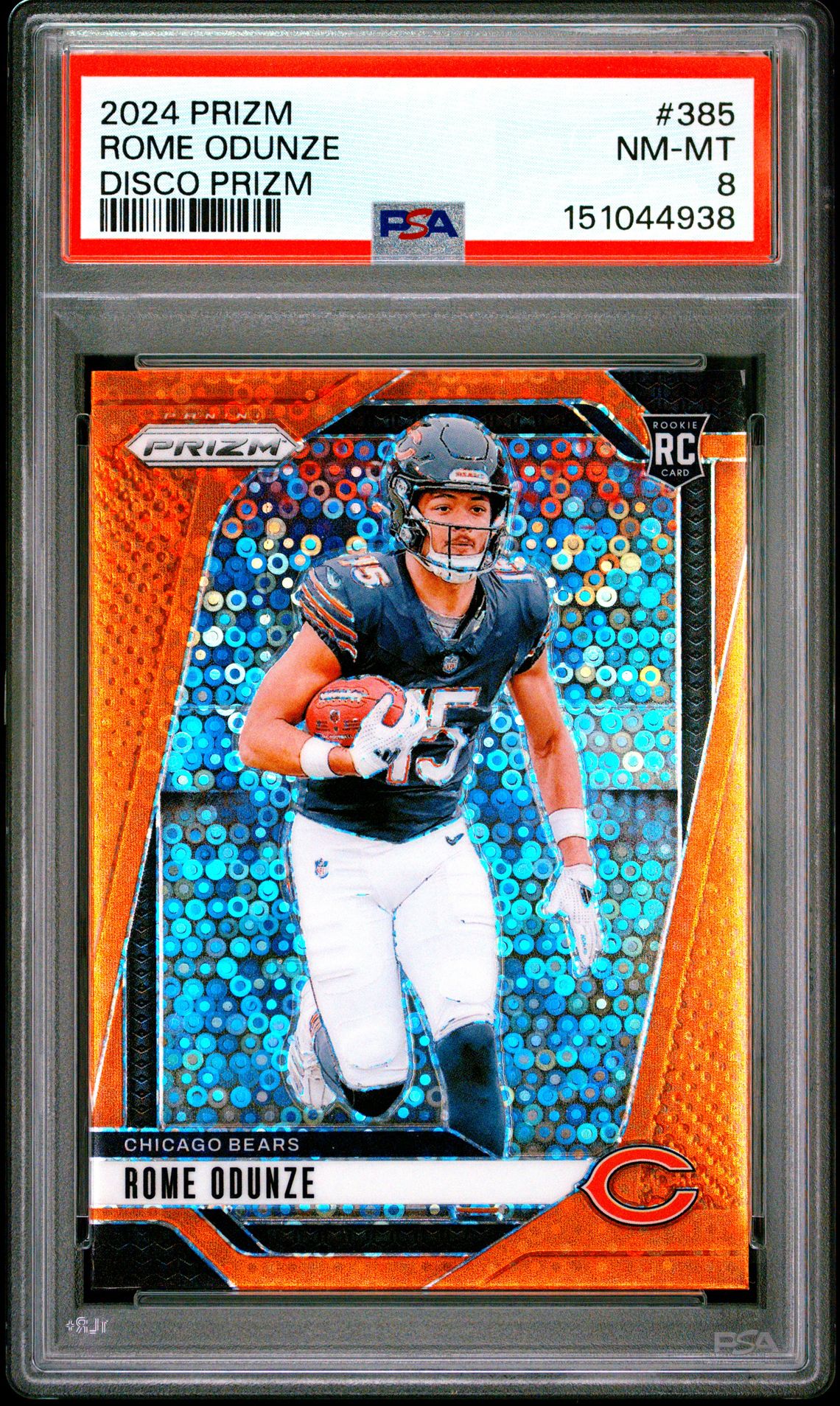 2024 Panini Prizm Rome Odunze #385 (Disco Prizm) Nm-Mt 8 front