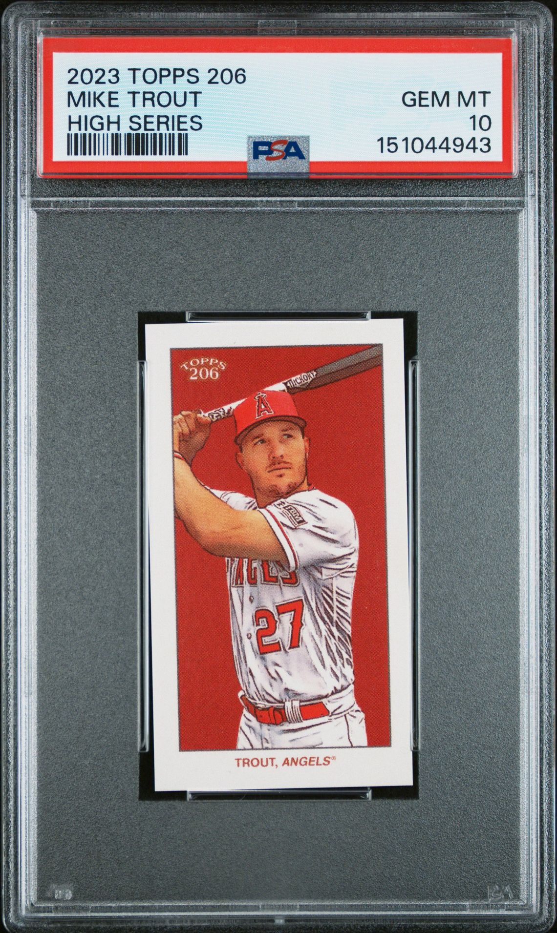 2023 Topps 206 High Series Mike Trout Gem Mt 10 front view - PSA graded GEM MT 10
