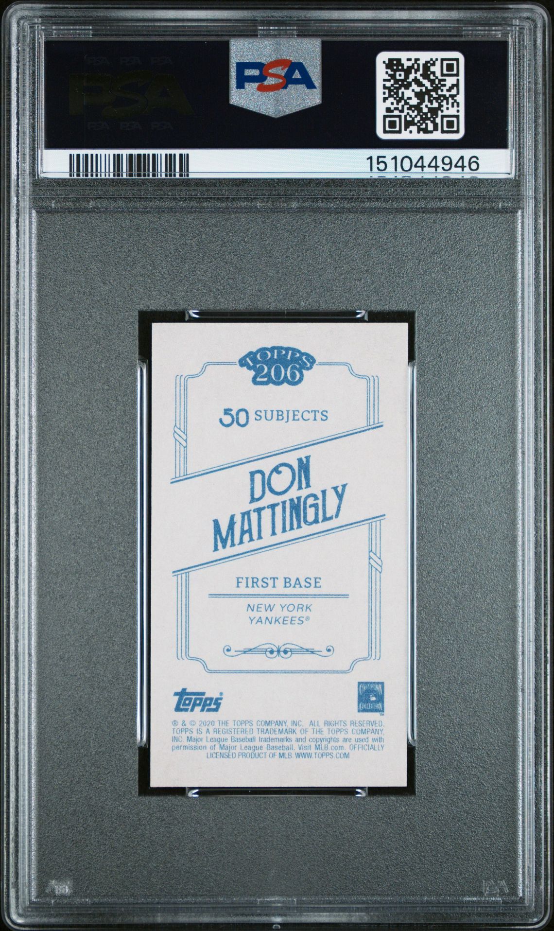 2020 Topps 206 Don Mattingly Gem Mt 10 back