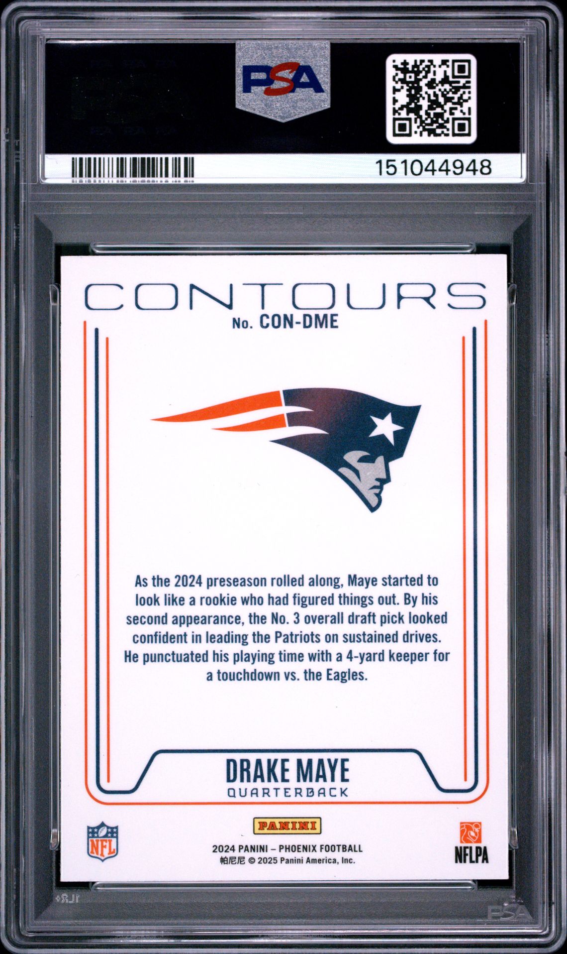 2024 Panini Phoenix Contours Drake Maye #Condme Nm-Mt 8 back