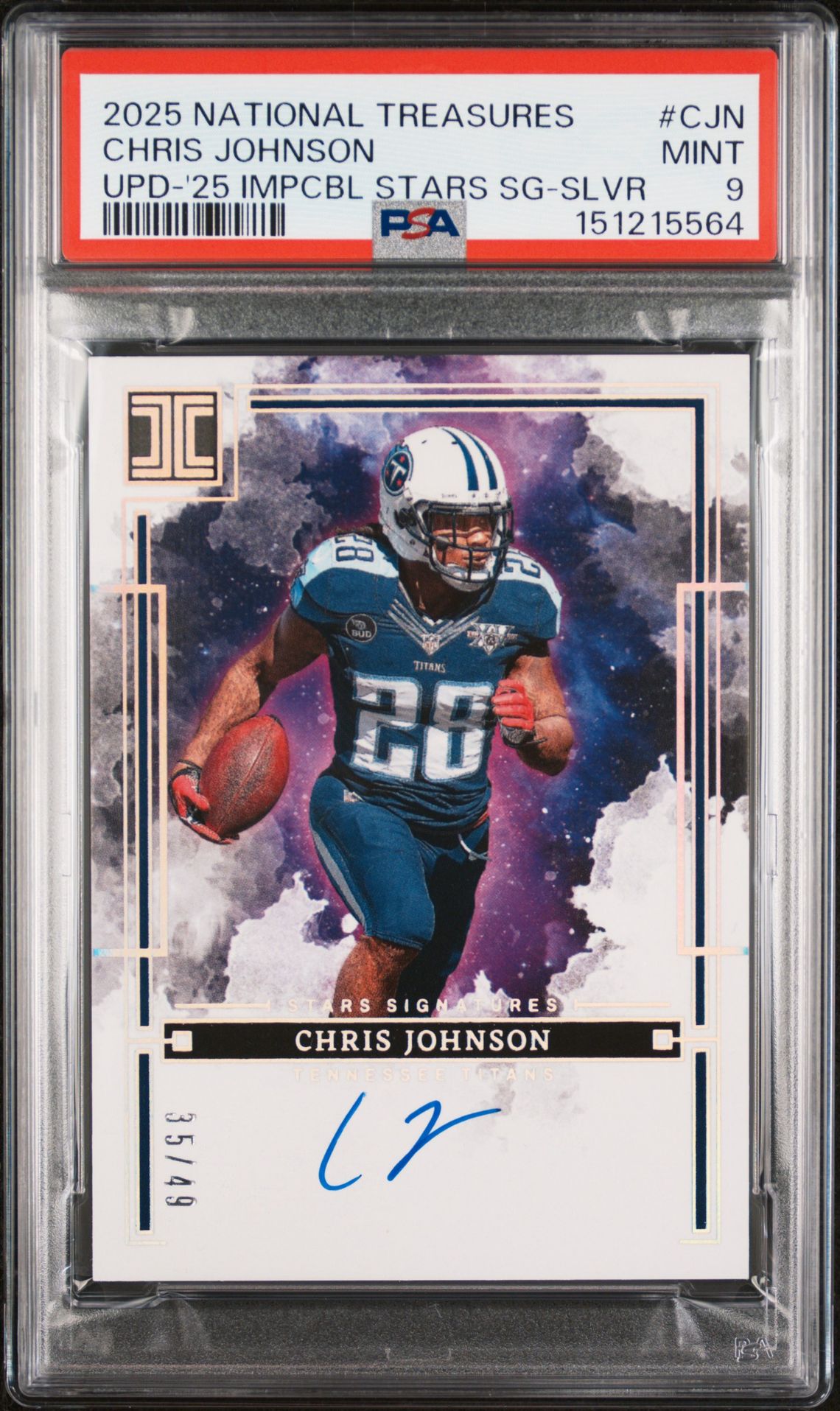 2025 Panini PANINI NATIONAL TREASURES UPDATE '25 IMPCBL STARS SG-SLVR #CJN Chris Johnson front