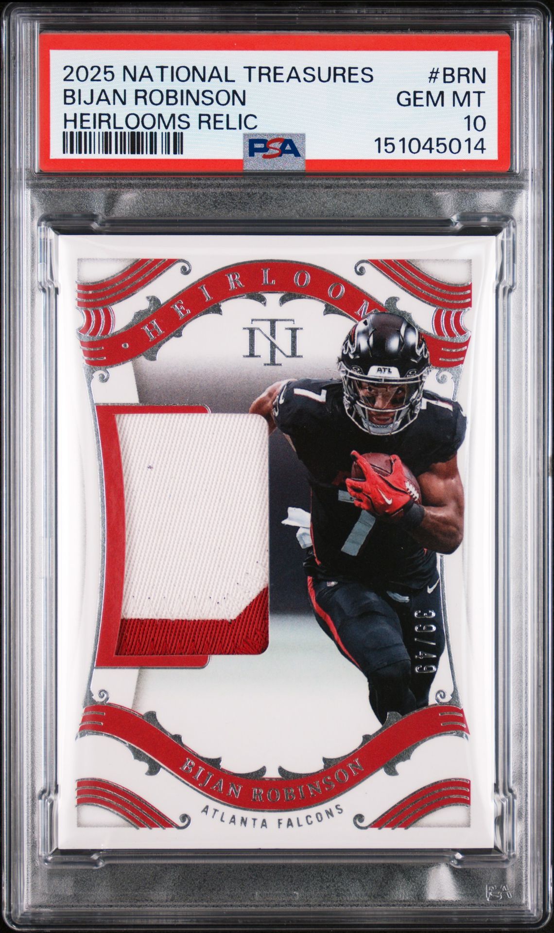 2025 Panini PANINI NATIONAL TREASURES HEIRLOOMS RELICS #BRN Bijan Robinson front
