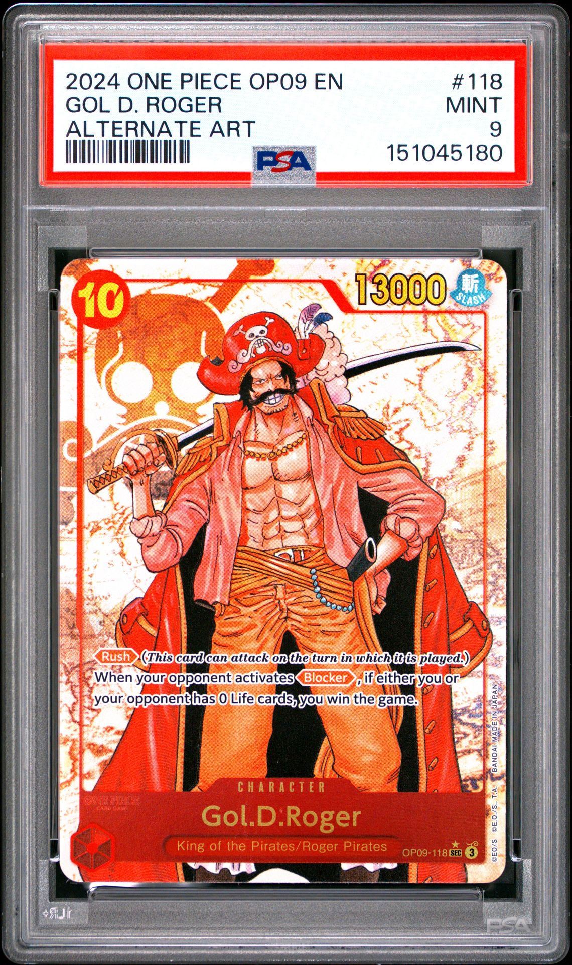 2024 One Piece Op09-Emperors In The New World Gol D. Roger #118 (Alternate Art) Mint 9 front