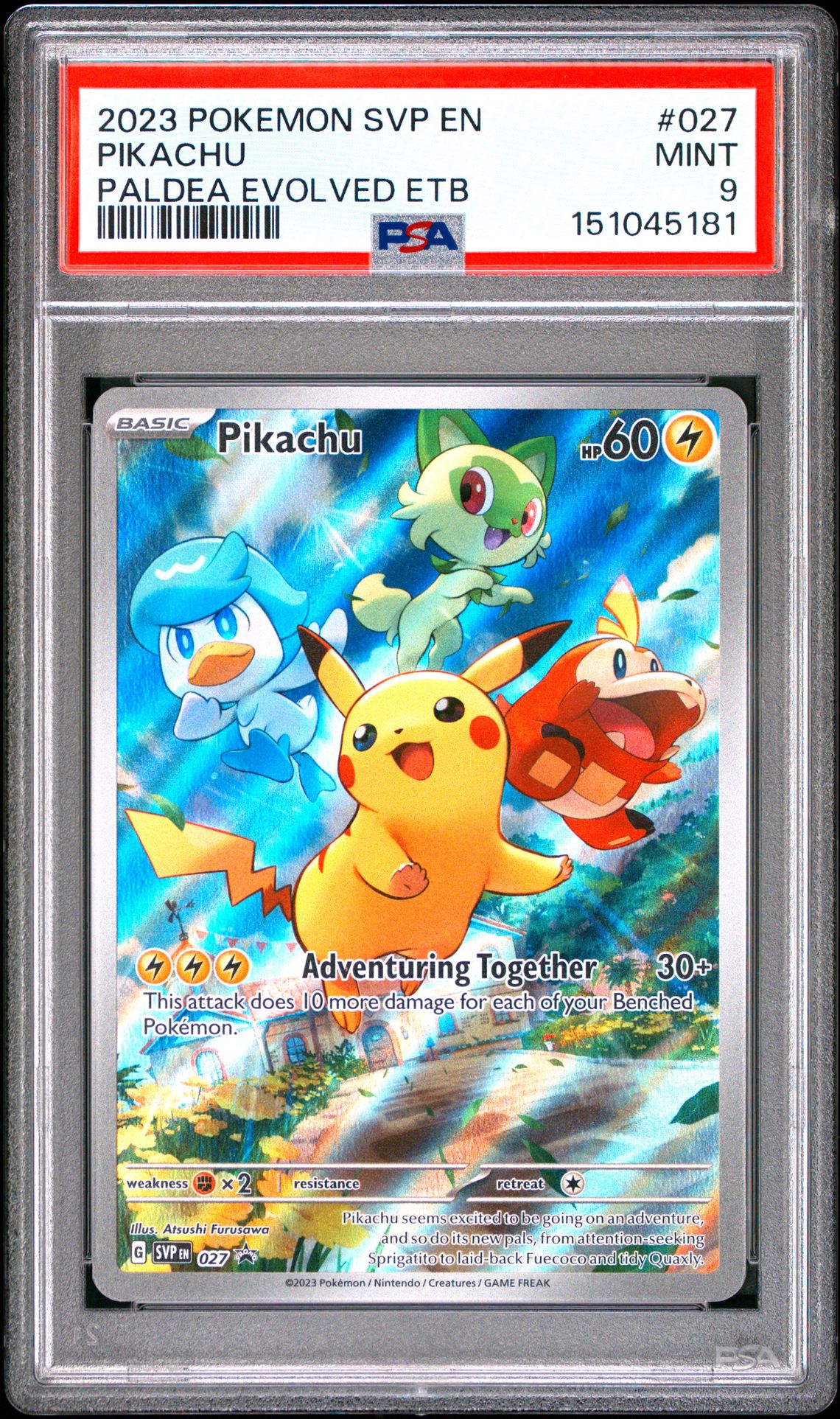 2023 Pokemon Svp En-Sv Black Star Promo Pikachu #027 (Paldea Evolved Etb) Mint 9 front