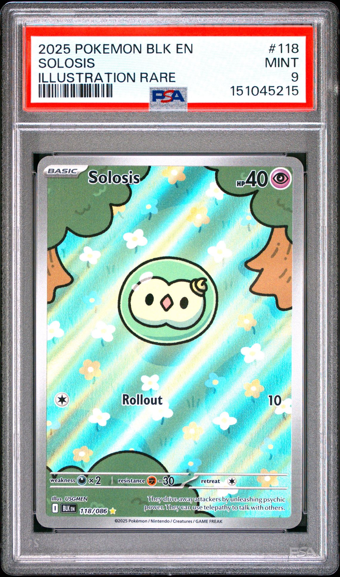 2025 Pokemon Blk En-Black Bolt Solosis #118 (Illustration Rare) Mint 9 front