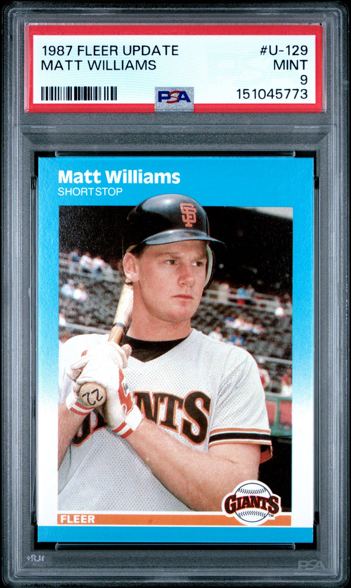 1987 Fleer Update Matt Williams #U-129 Mint 9 front