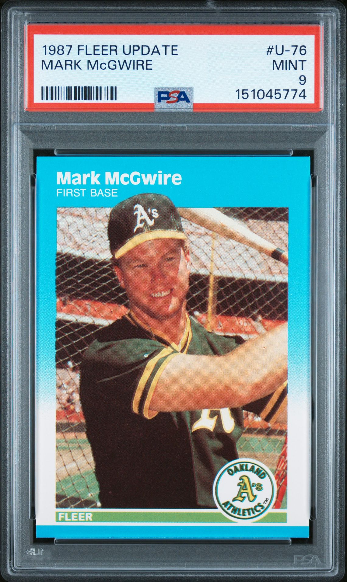 1987 Fleer Update Mark Mcgwire #U-76 Mint 9 front