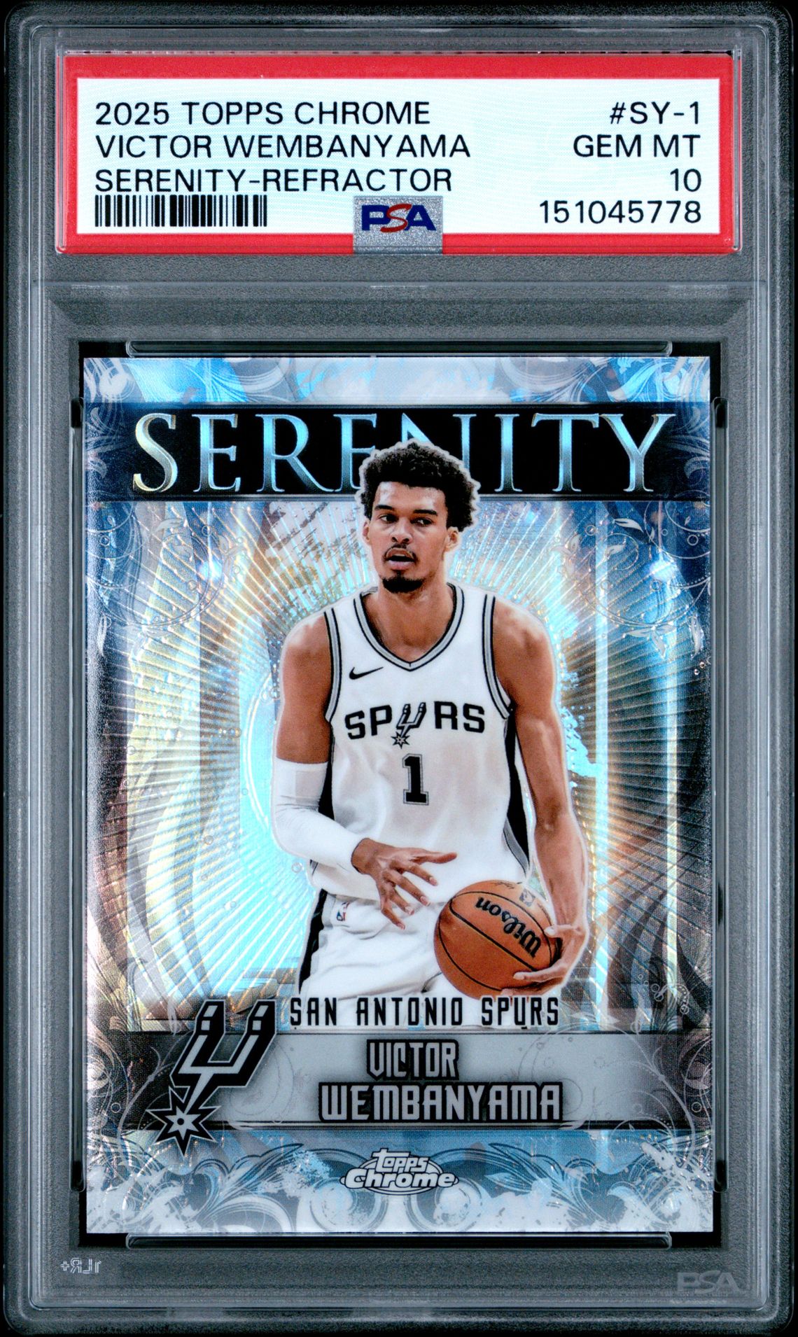 2025 Topps Chrome Serenity Victor Wembanyama #Sy-1 (Serenity-Refractor) Gem Mt 10 front