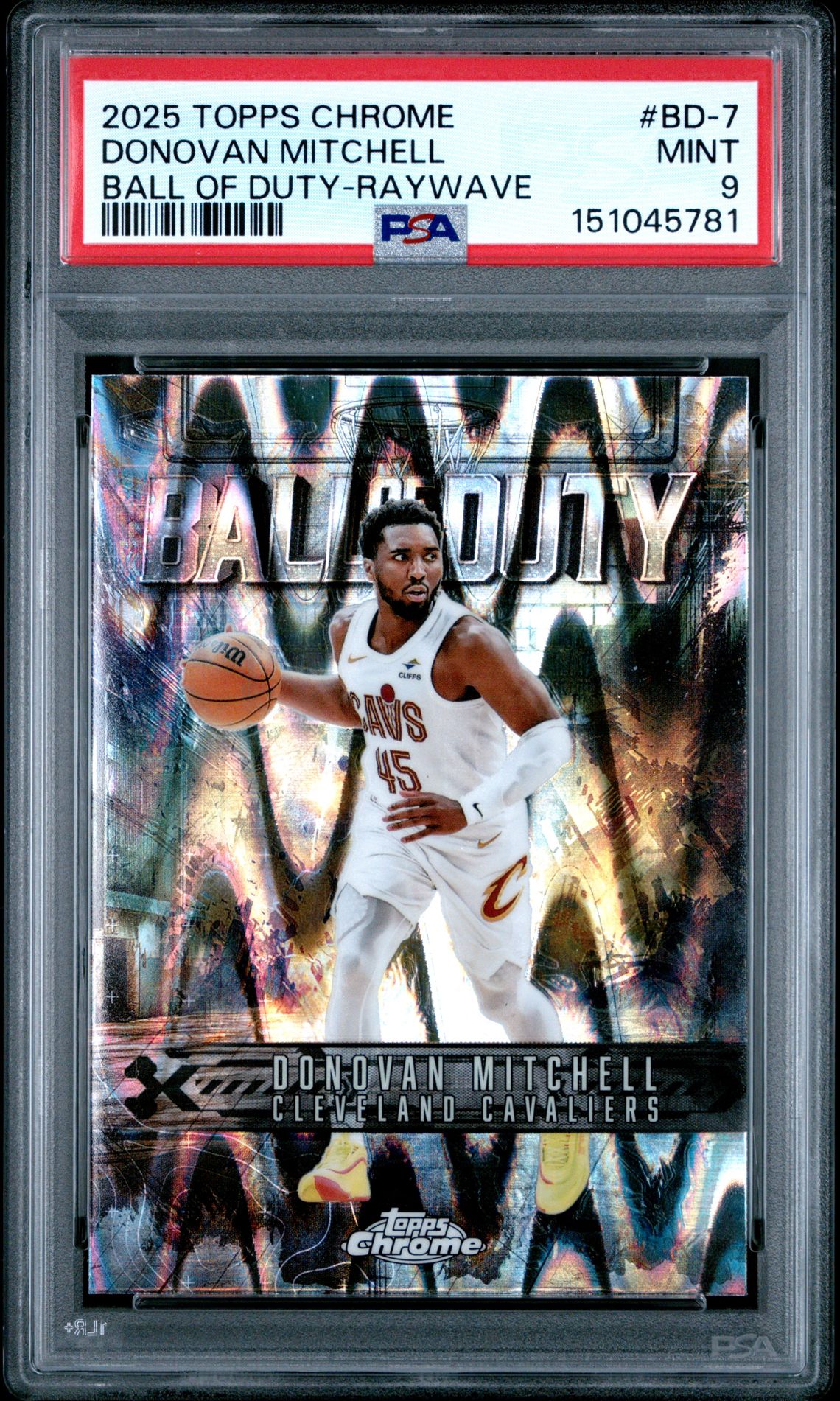 2025 Topps Chrome Ball Of Duty Donovan Mitchell #Bd-7 (Ball Of Duty-Raywave) Mint 9 front