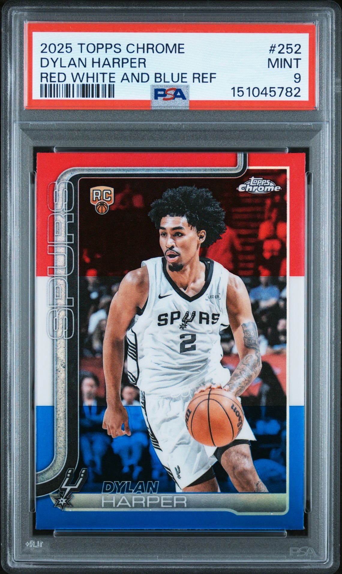 2025 Topps Chrome Dylan Harper #252 (Red White And Blue Ref) Mint 9 front
