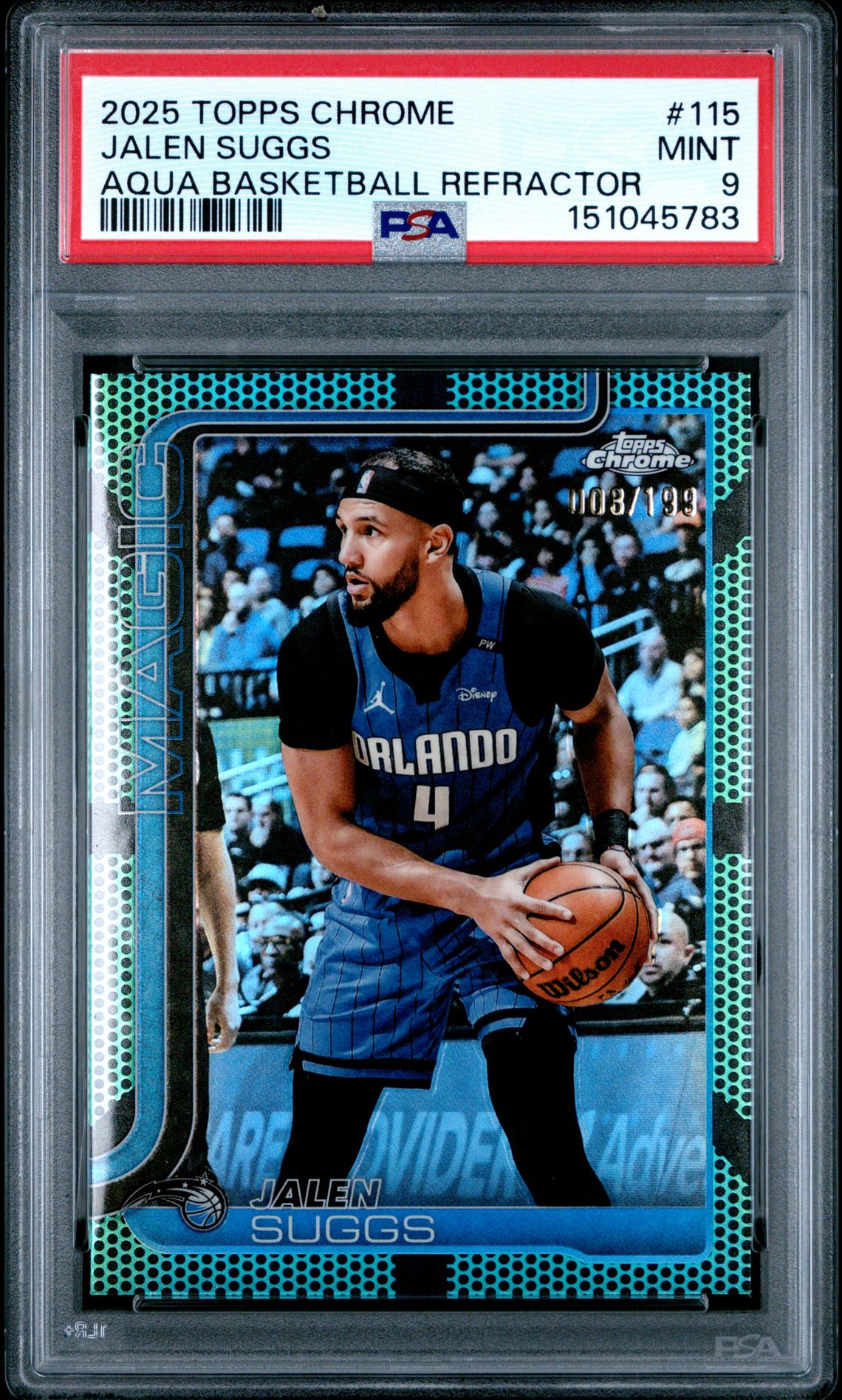 2025 Topps Chrome Jalen Suggs #115 (Aqua Basketball Refractor) Mint 9 front