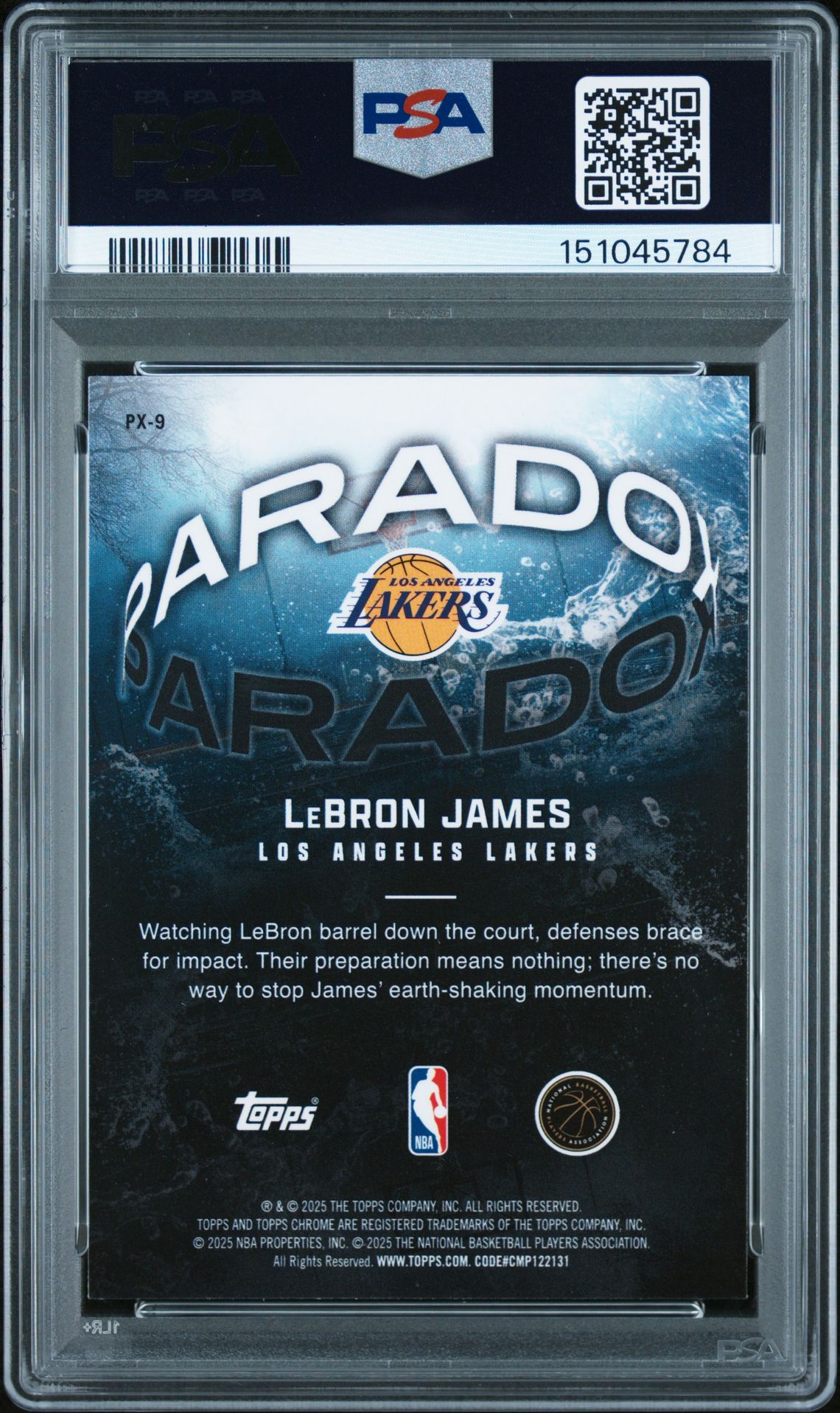 2025 Topps Chrome Paradox Lebron James #Px-9 Gem Mt 10 back
