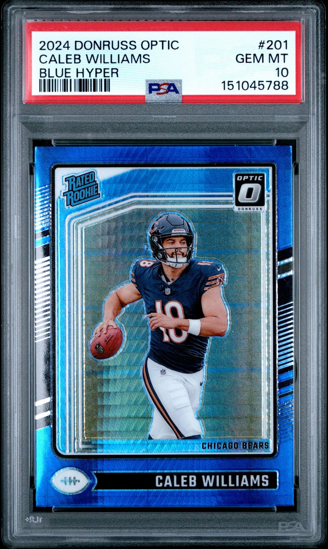 2024 Panini Donruss Optic Caleb Williams #201 (Blue Hyper) Gem Mt 10 front