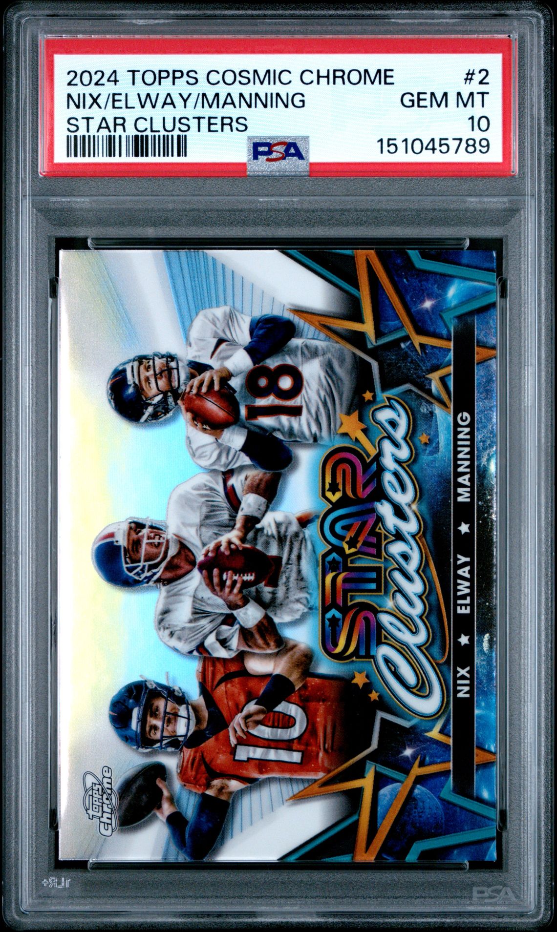 2024 Topps Cosmic Chrome Star Clusters Nix/Elway/Manning #2 Gem Mt 10 front