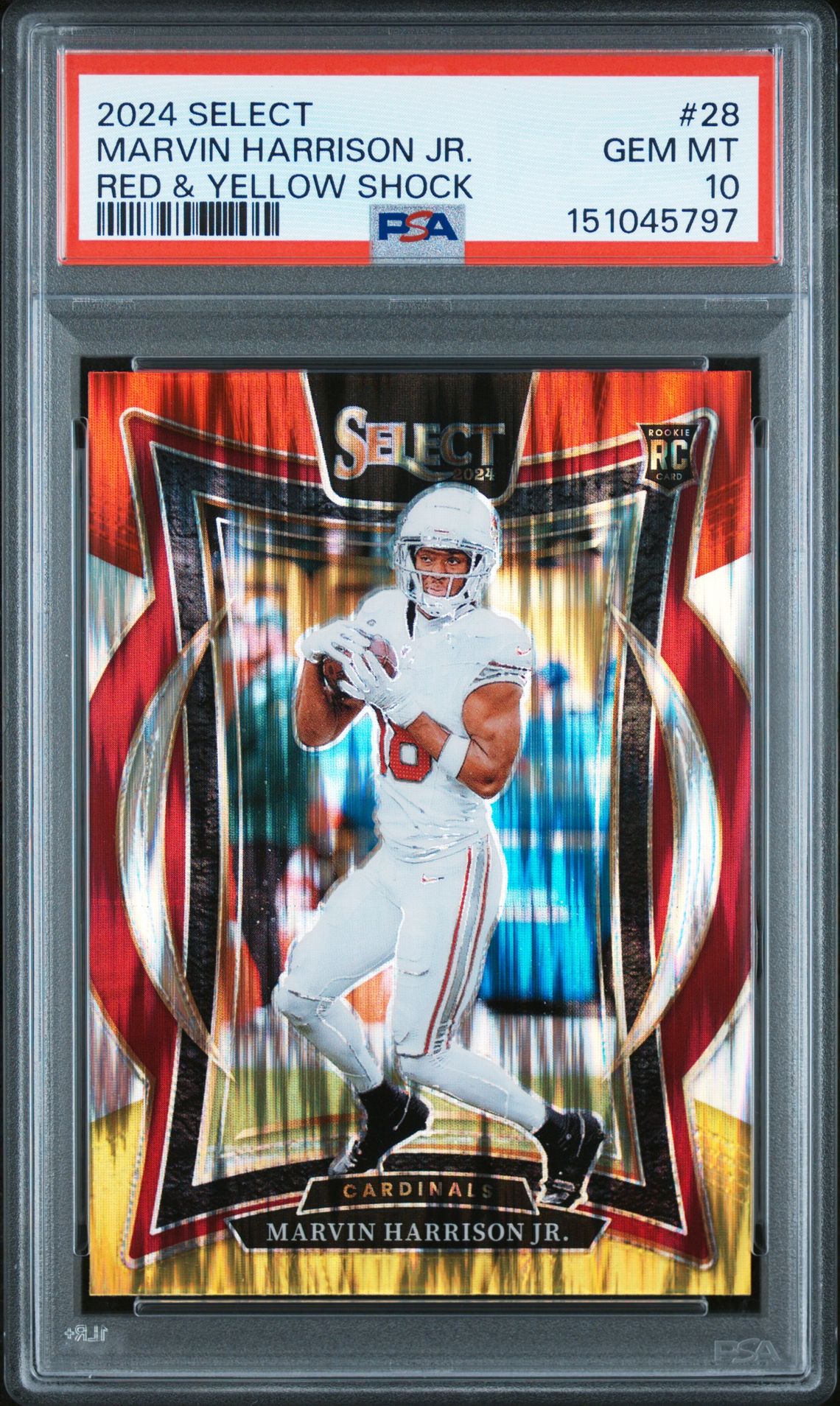 2024 Panini Select Marvin Harrison Jr. #28 (Red & Yellow Shock) Gem Mt 10 front