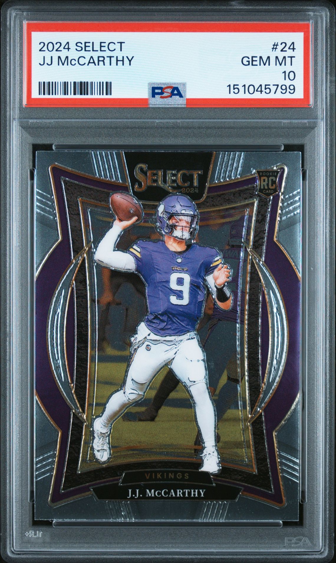 2024 Panini Select Jj Mccarthy #24 Gem Mt 10 front view - PSA graded GEM MT 10
