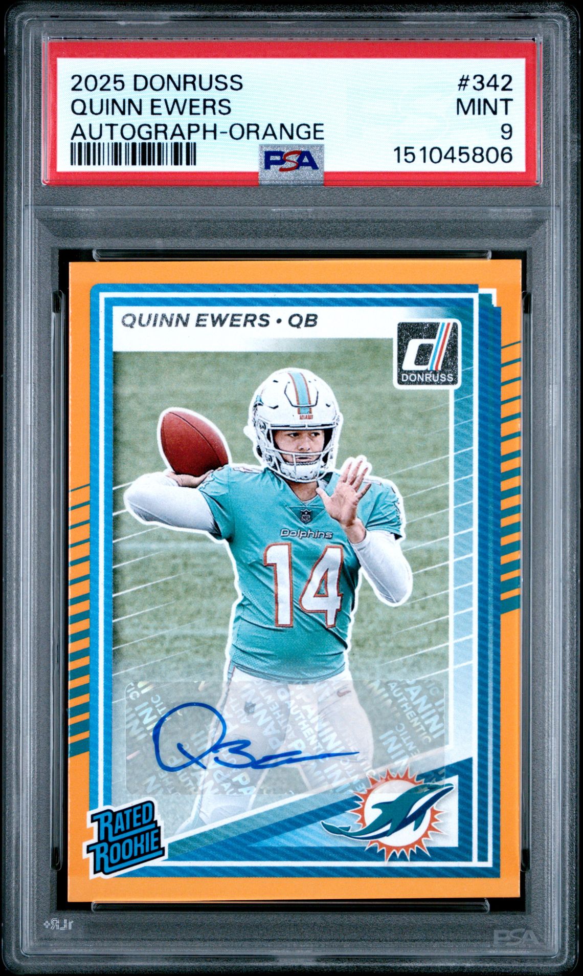 2025 Panini Donruss Quinn Ewers #342 (Autograph-Orange) Mint 9 front